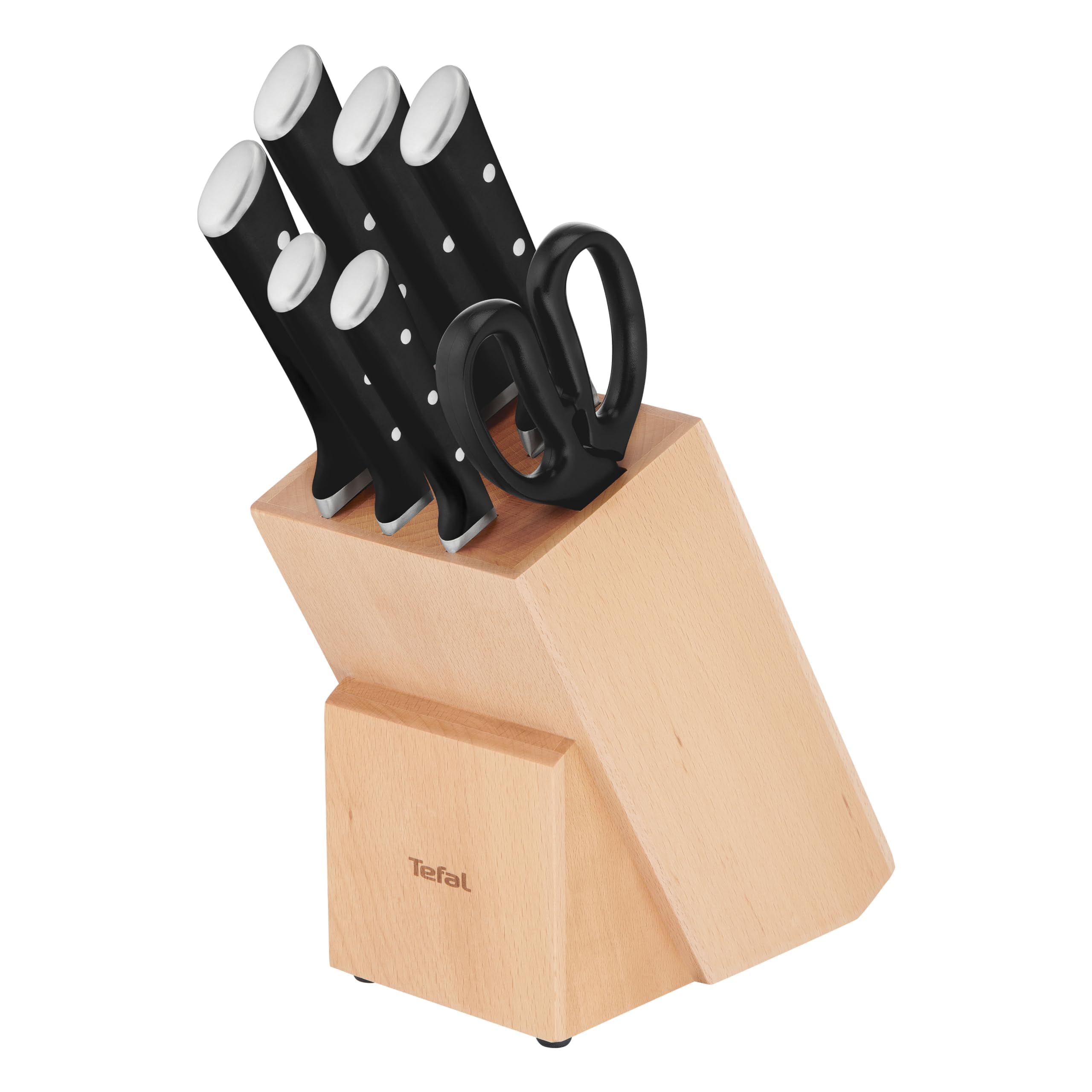 ست چاقو 8 پارچه تفال K232S7 آیس فورس 8 عدد. ست بلوک چاقو، 6 عدد چاقو، 1 عدد قیچی، 1 عدد بلوک چاقوی چوبی، استیل ضد زنگ آلمانی با کیفیت بالا، تکنولوژی Ice Force، مقاوم در برابر خوردگی، چاقوهای آشپزخانه 7 تکه مشکی، قهوه ای، نقره ای