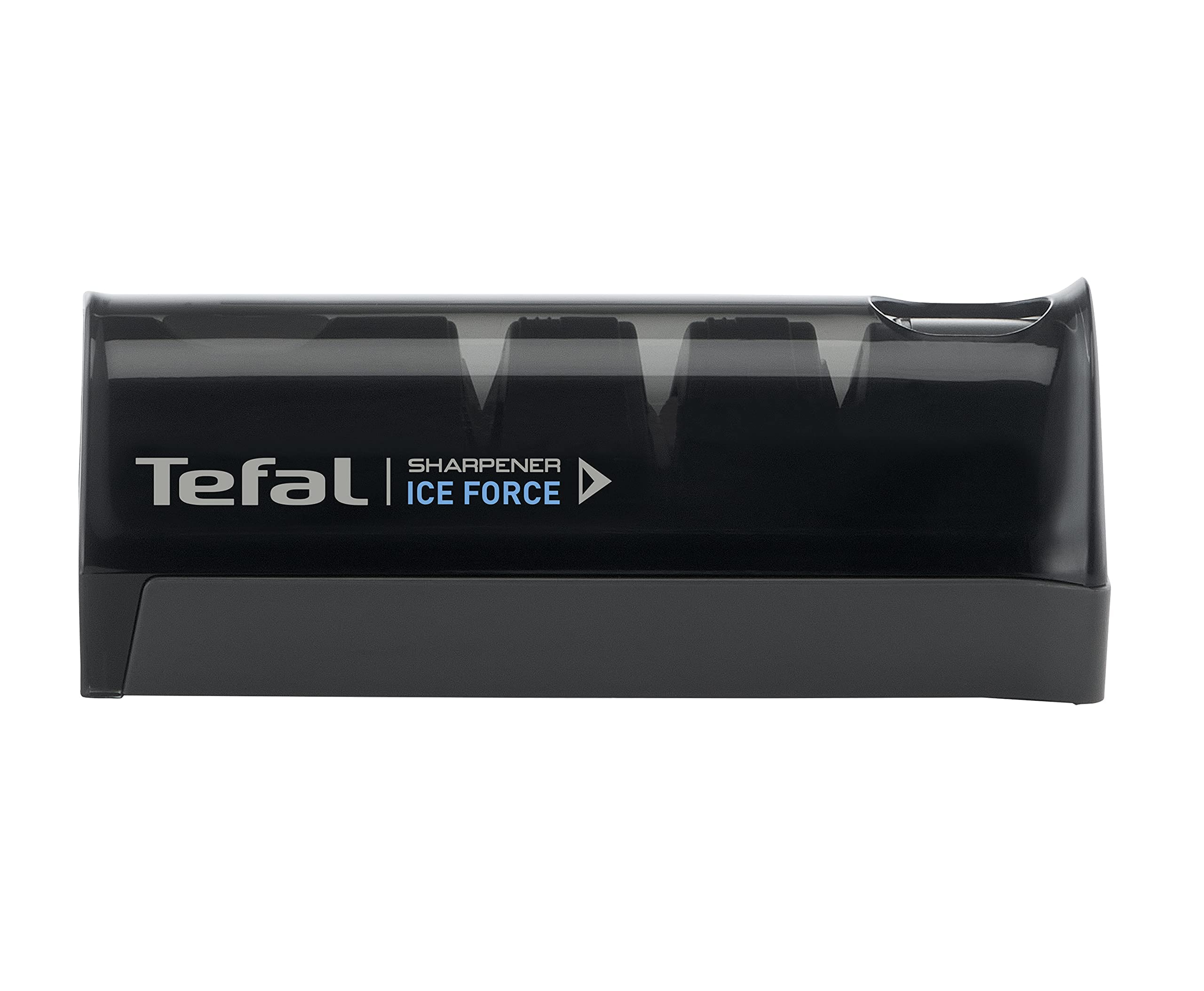 چاقو تیز کن تفال K26505 Ice Force | فرآیند سنگ زنی 3 مرحله ای | تیز کردن + تعمیر | خوب برای چاقوهای فولادی ضد زنگ | ذخیره سازی صرفه جویی در فضا | چرخ سنگ زنی سرامیک ژاپنی | چاقو تیز کن 12.5 سانتی متری مشکی