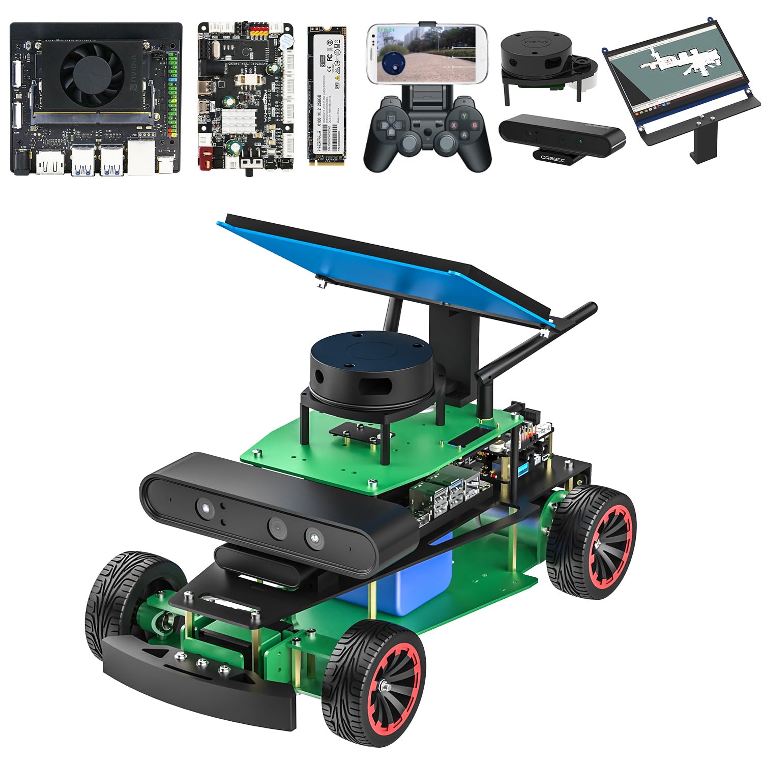 کیت ماشین رباتیک هوشمند Jetson Orin Nano Raspberry Pi AI ROS2 مکالمه تشخیص صدای بزرگسالان، خلبان خودکار، تشخیص هوش مصنوعی (R2 Sup Ver with Orin Nano 4GB)