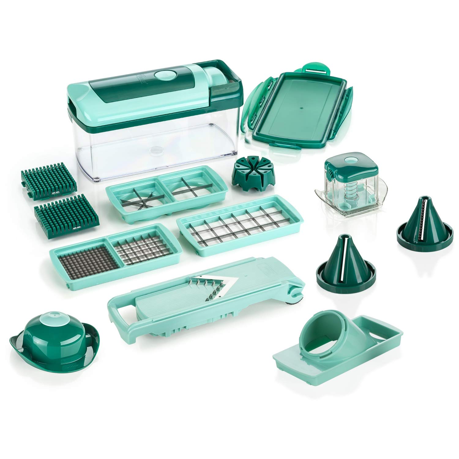 Genius Nicer Dicer Fusion Julietti | 16 قسمت | آل اشنایدر | شامل اسلایسر، 26.5 x 11.5 x 14.5 سانتی متر، Mintgruen