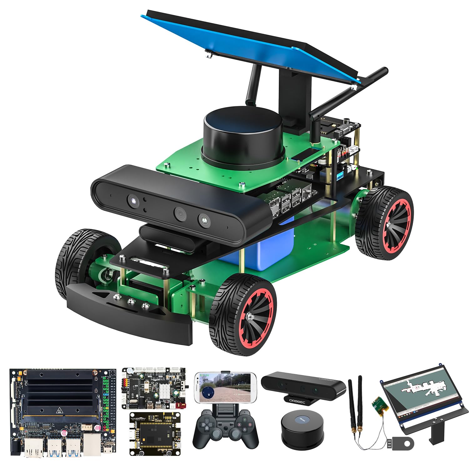 کیت ماشین رباتیک هوشمند Yahboom Jetson Orin Nano Raspberry Pi AI ROS2 مکالمه تشخیص صدای بزرگسالان، خلبان خودکار، تشخیص هوش مصنوعی (R2 ULT Ver with Nano)