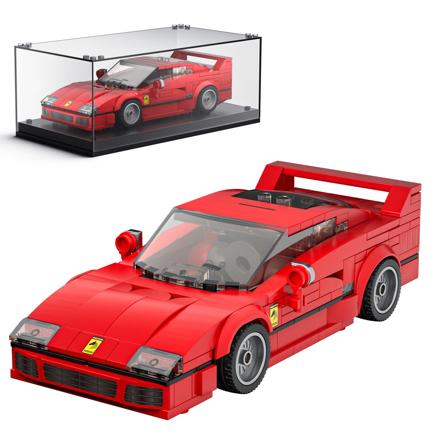 Mold King 27038 Technic Speed Champion Car Building Blocks F40 Racing Blocks Blocking Cars Sports Construction Cars with Ecrylic Case Display Case Models Cars to collecting (338 قطعه)