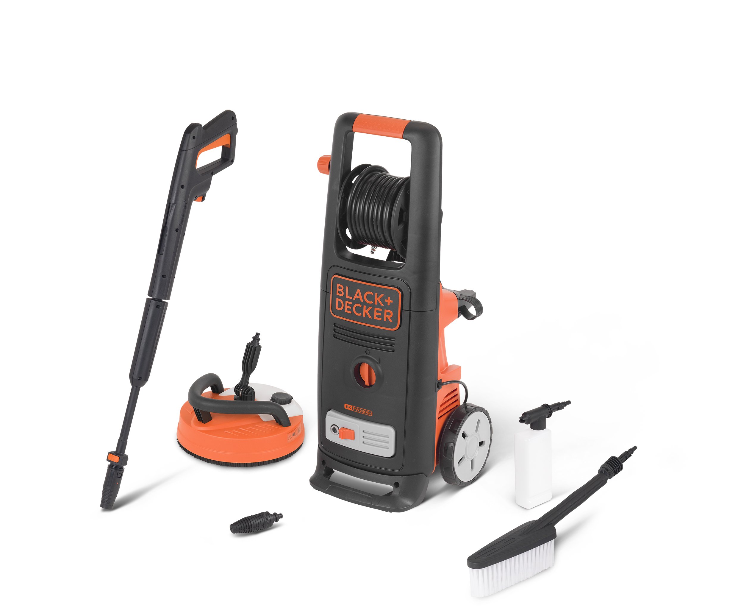 واشر فشار BLACK+DECKER BXPW2200PE با Patio Cleaner Deluxe و برس ثابت (2200 W, 150 bar, 440 l/h)