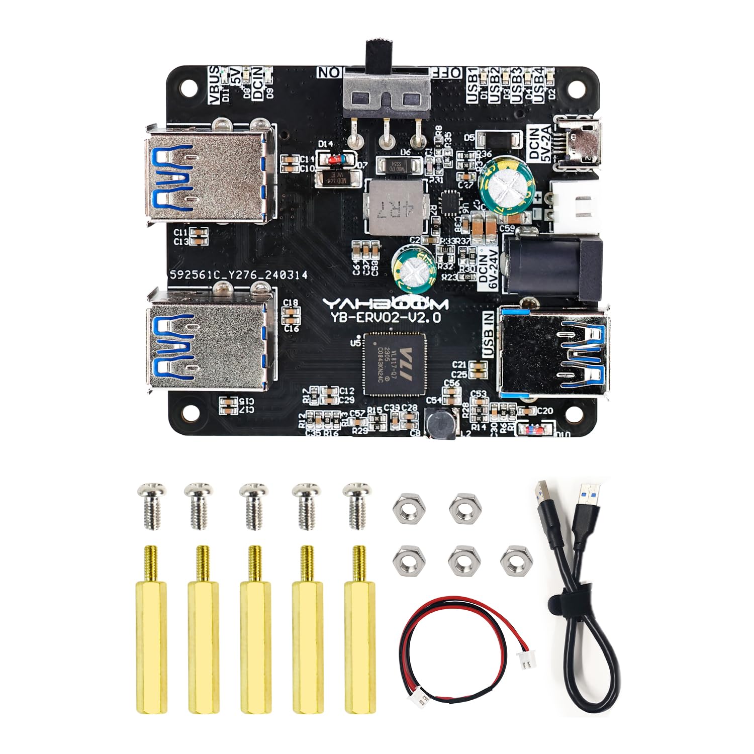 USB 3.0 HUB Expansion Board Docking Station USB3.0 * 4 for Mechanical Engineers, ROS Robot Car از Raspberry Pi 5, Horizon, Jetson Nano, Jetson Orin با Windows7/8/10, Mac پشتیبانی می کند