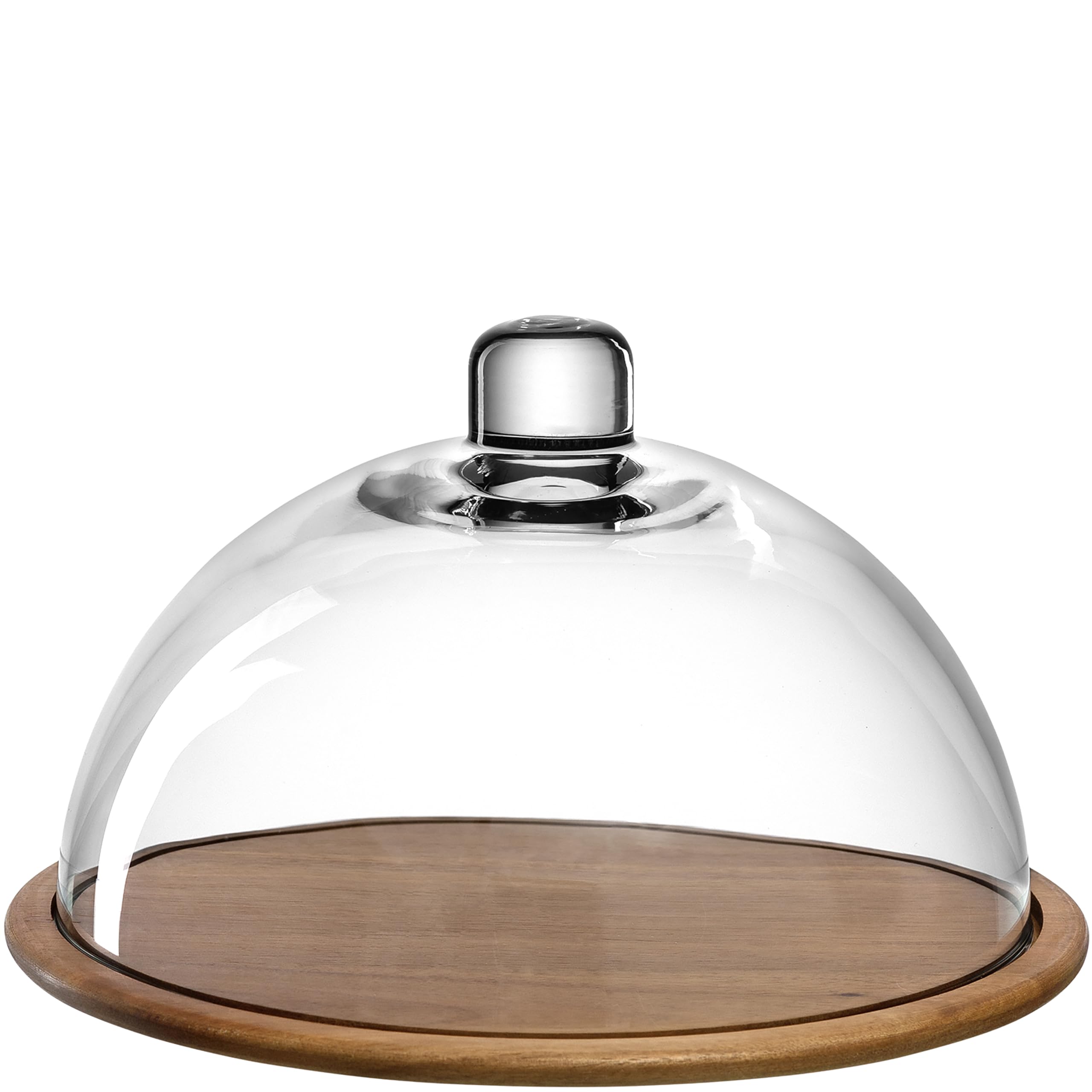 تخته پنیر چوبی LEONARDO HOME Cucina و گنبد شیشه‌ای، تخته پنیر چوبی شامل گنبد شیشه‌ای، مجموعه ۲ عددی، قطر ۲۸۰ میلی‌متر، بشقاب سرو ۰۱۸۵۱۹ با گنبد