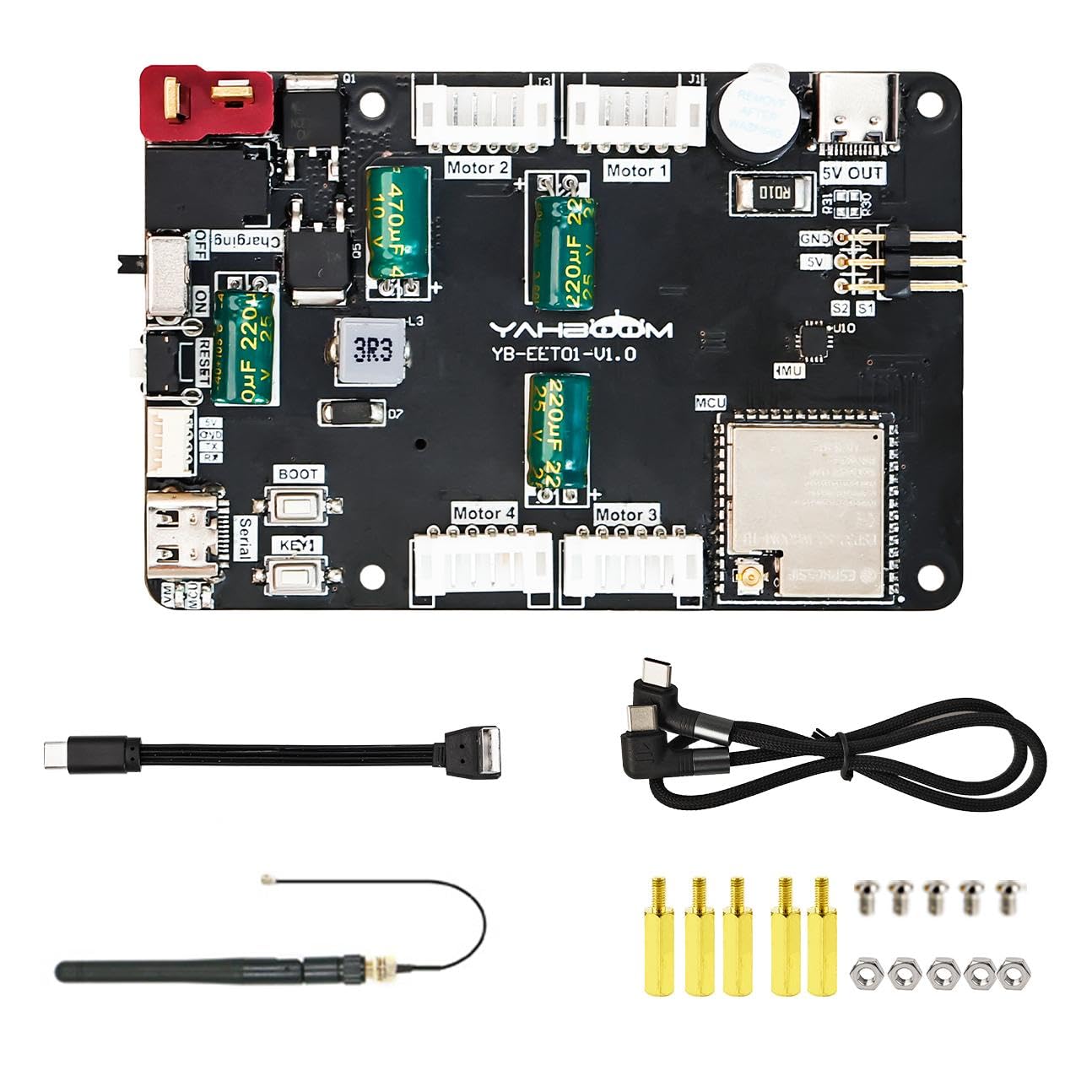 برد توسعه میکروروس درایور برد ESP32 از Raspberry Pi 5/4B/Jetson Nano/Orin Nano/ROS کنترل WiFi، با ROS1/ROS2، موتور 310، کنترلر سروو PWM، کیت الکترونیکی DIY پشتیبانی می کند.