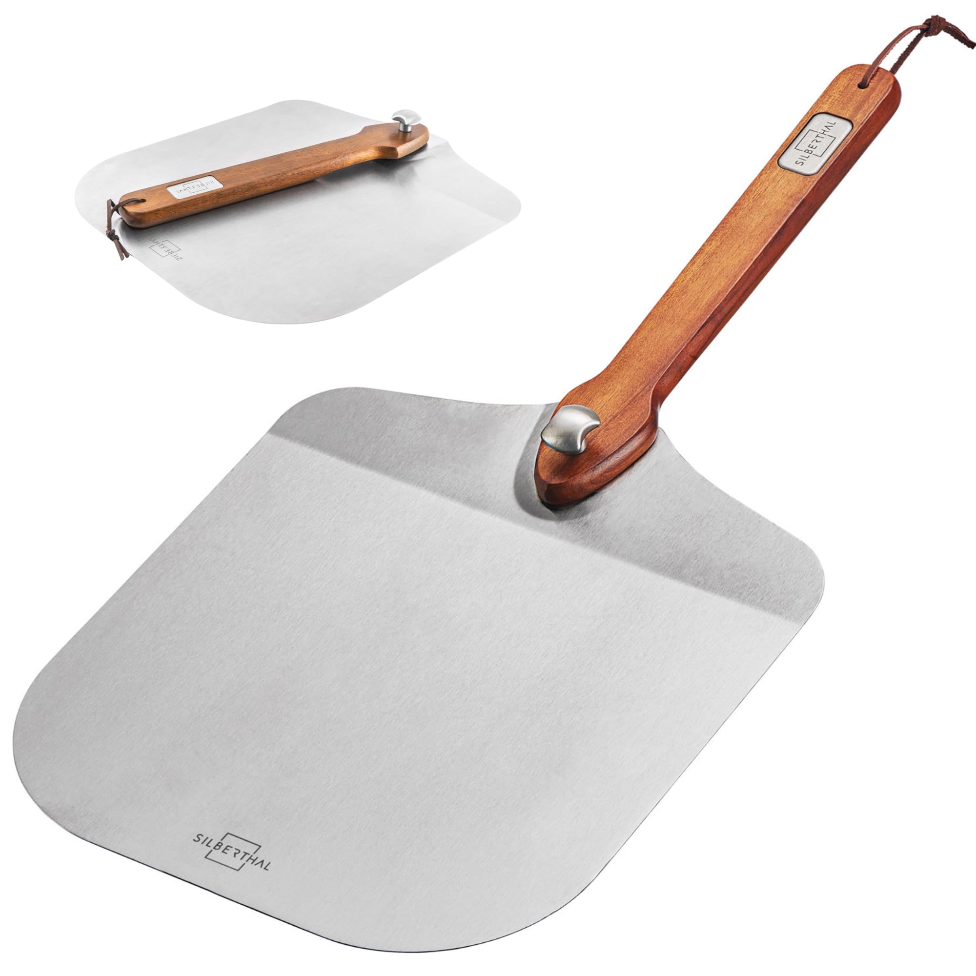 پارو پیتزا سیلبرتال آلمان استیل ضد زنگ 30 سانتی‌متری - دسته چوب اقاقیا - پاروی پیتزا - قابل شستشو در ماشین ظرفشویی - تابه پیتزای مقاوم