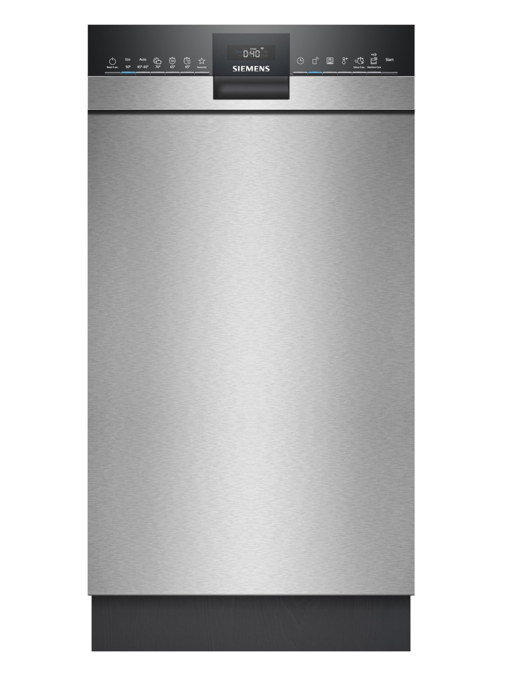 ماشین ظرفشویی زیر کانتری زیمنس iQ300، 45 سانتی‌متر، 44 دسی‌بل، varioSpeed Plus، باز شدن خودکار درب خشک، سبدهای انعطاف‌پذیر با varioFlex، aquaStop، hygienePlus، Home Connect، زیر کانتری از جنس استیل برس خورده، کلاس انرژی "C" Iq300