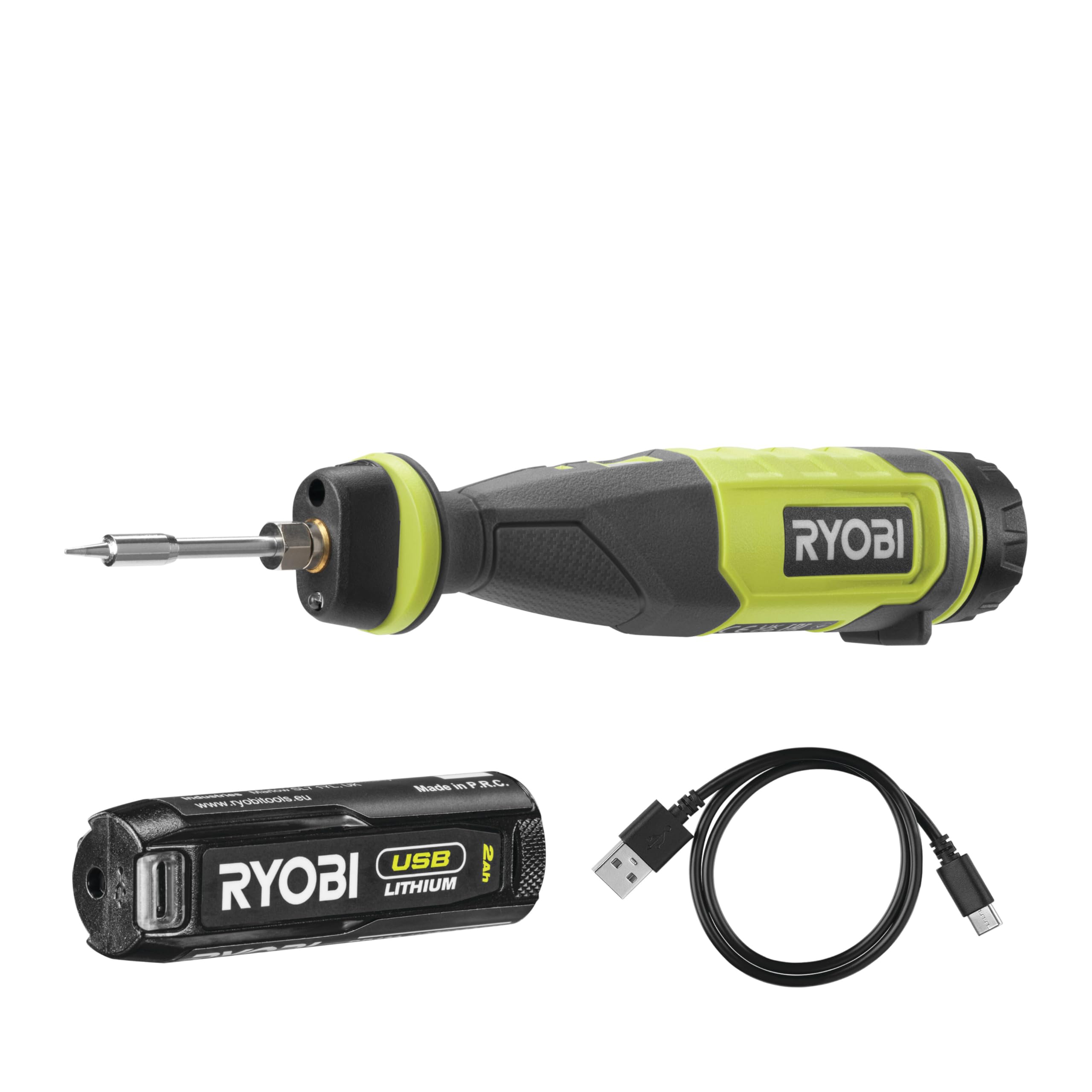 هویه بی سیم RYOBI 4 V USB-LITHIUM RSI4-120G، شامل باتری 1 x 4 ولت 2.0 Ah و کابل شارژ USB-C
