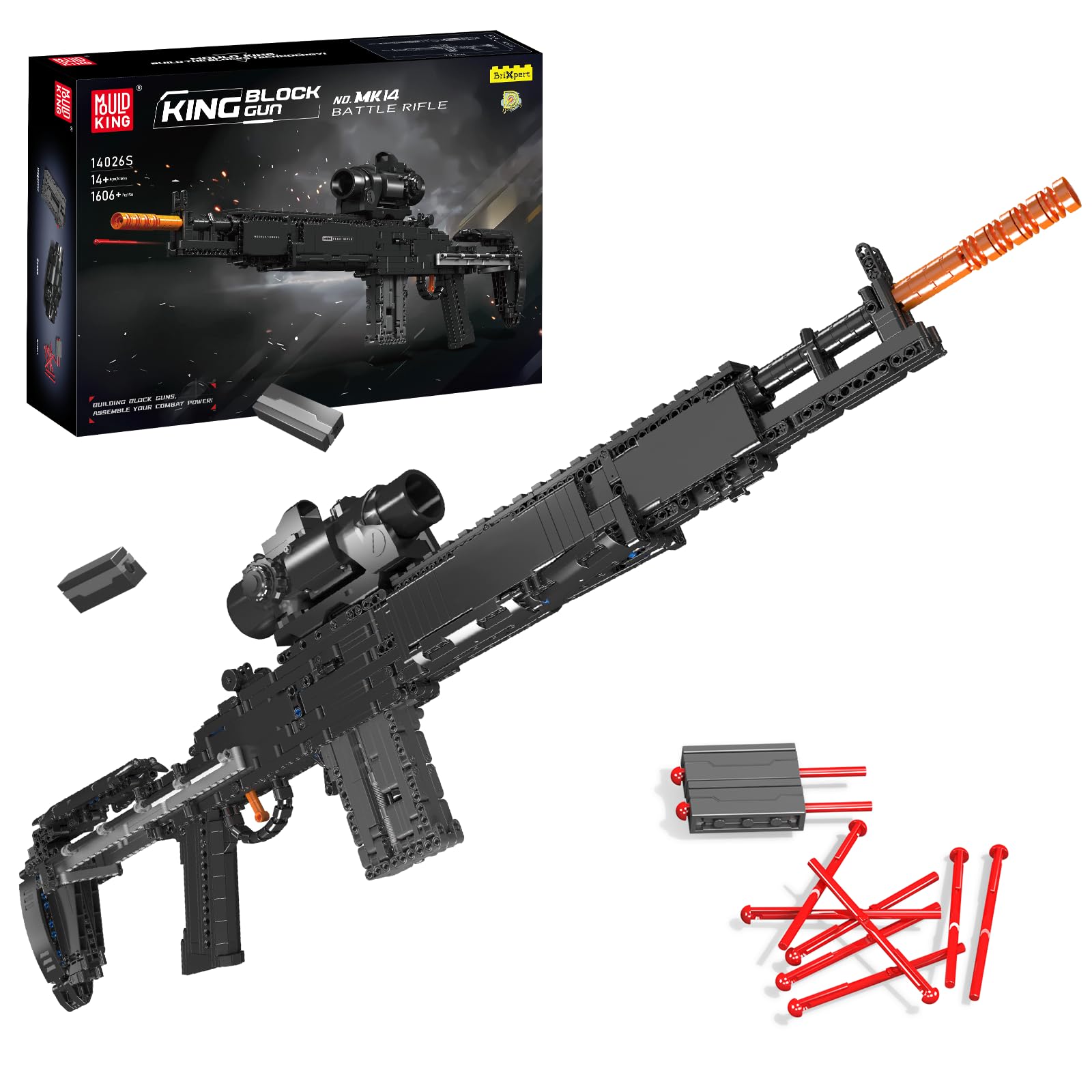 قالب کینگ 14026 Battle Rifle Building Blocks Toy, 1606 Pieces Technic Construction ست تپانچه ساختمانی بلوک های ساختمانی مدل سلاح تیراندازی