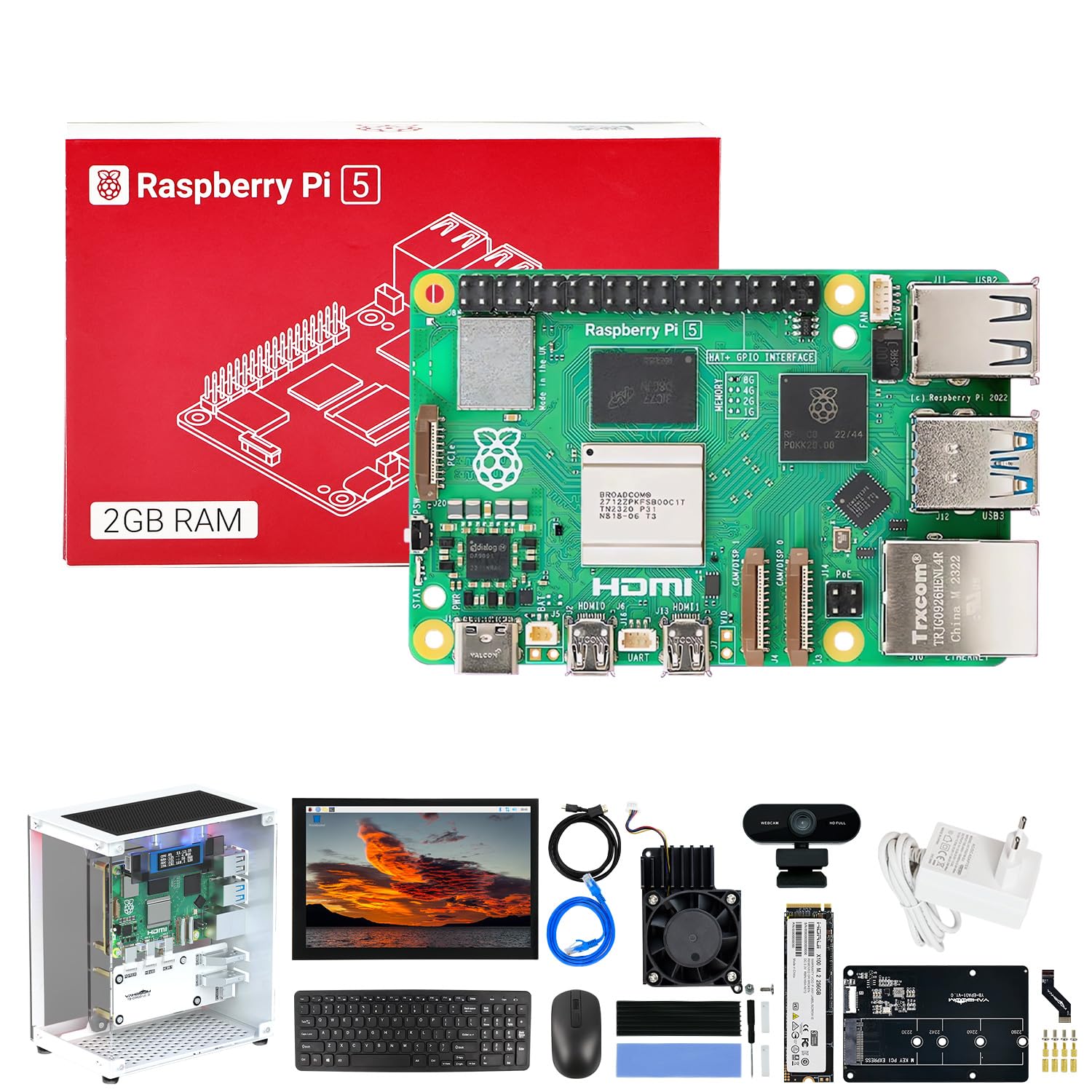 کیت توسعه دهنده ربات Yahboom AI 2 گیگابایت، صفحه نمایش HD 10.1 اینچی، مینی شاسی، آداپتور برق 27 واتی PD، سینک حرارتی، صفحه کلید بی سیم، دوربین USB از سیستم ROS2 پشتیبانی می کند که ROS2 (کیت 2 گیگابایتی نهایی)