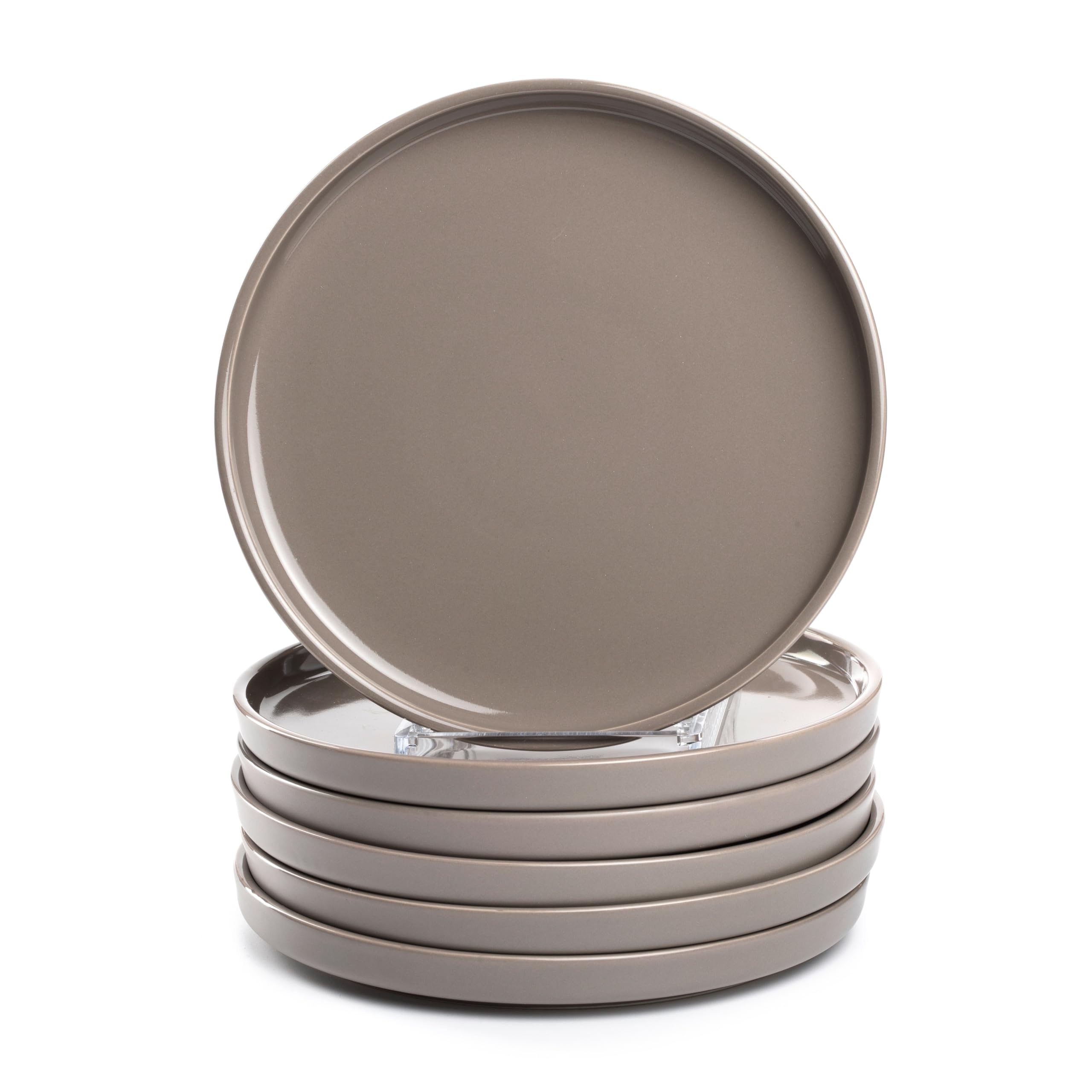 بشقاب‌های غذاخوری لئوناردو هوم روما، مجموعه ۶ عددی • قطر ۲۲ سانتی‌متر • قابل استفاده در مایکروویو و ماشین ظرفشویی • قابل چیدن روی هم • ظروف سرامیکی برای ۶ نفر • بشقاب سرامیکی با سطح لعاب‌دار • رنگ خاکستری مایل به قهوه‌ای • ۰۲۷۹۲۱