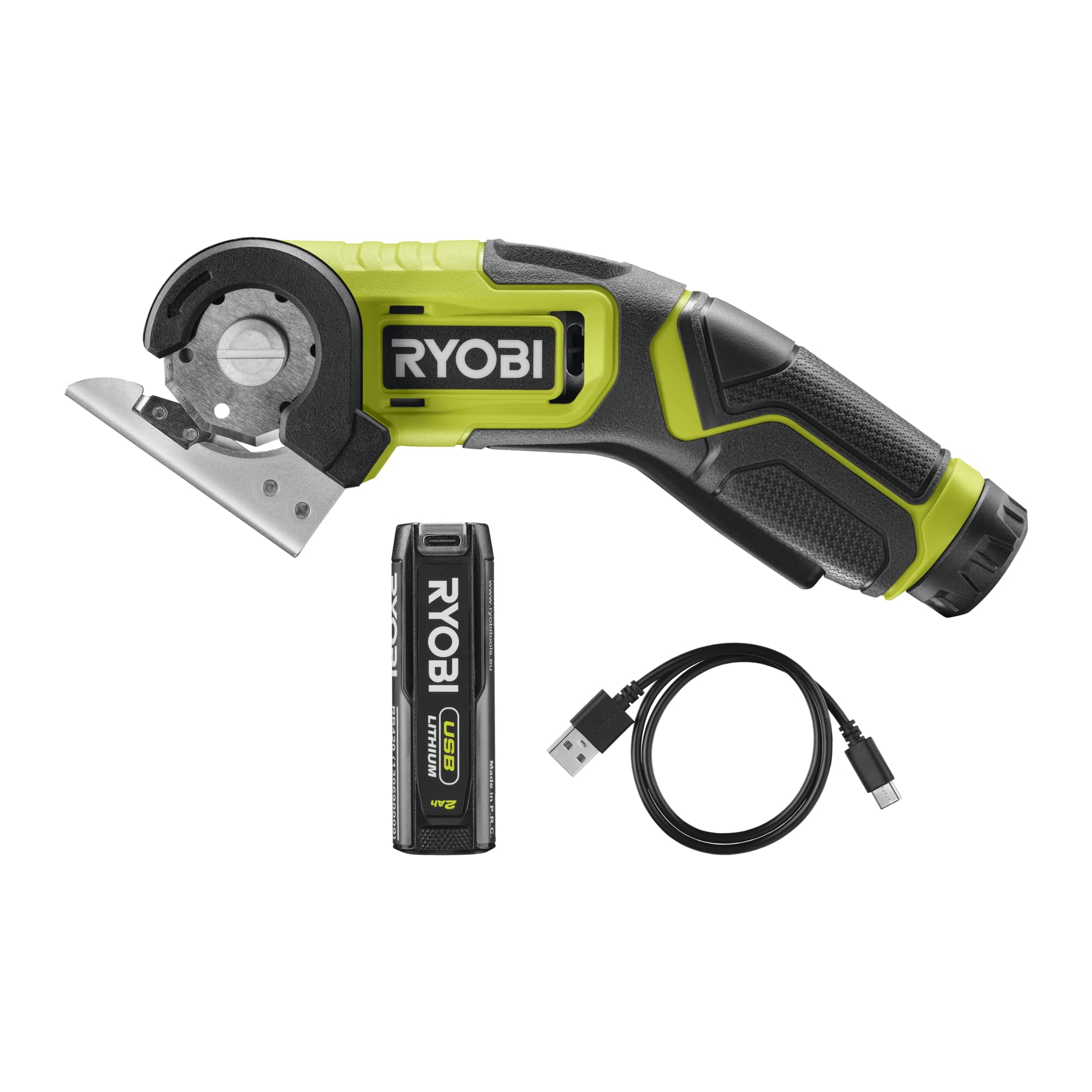ماشین اصلاح بی سیم RYOBI 4 V USB-LITHIUM RCT4-120G، ظرفیت برش 6.4 میلی متری، شامل باتری 1 x 4 ولت 2.0 و کابل شارژ USB-C