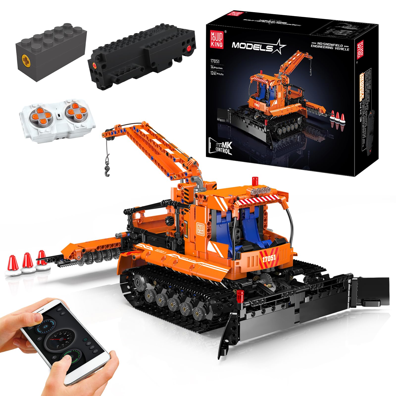 مدل بلوک های ساختمانی Snowplow Mold King 17051 Technic، کیت ماشین اسباب بازی ساخت و ساز با کنترل از راه دور 1241 قطعه، بلوک ساختمانی کامیون برف پاک کن به عنوان هدیه/اسباب بازی/کلکسیونی