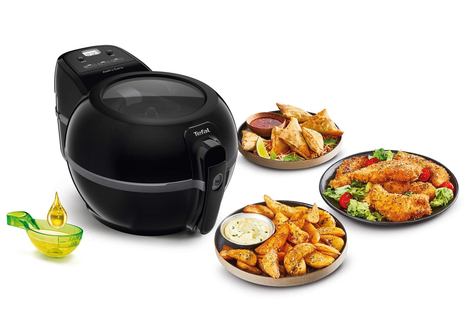 سرخ کن تفال FZ7228 ActiFry Extra Air Hot | AirFryer با بازوی همزن، بدون تکان | 1550 وات | 1.2 کیلوگرم برای 6 نفر | جریان هوا با سرعت بالا | تایمر | صرفه جویی در انرژی | سرخ کن سالم بدون روغن | مشکی