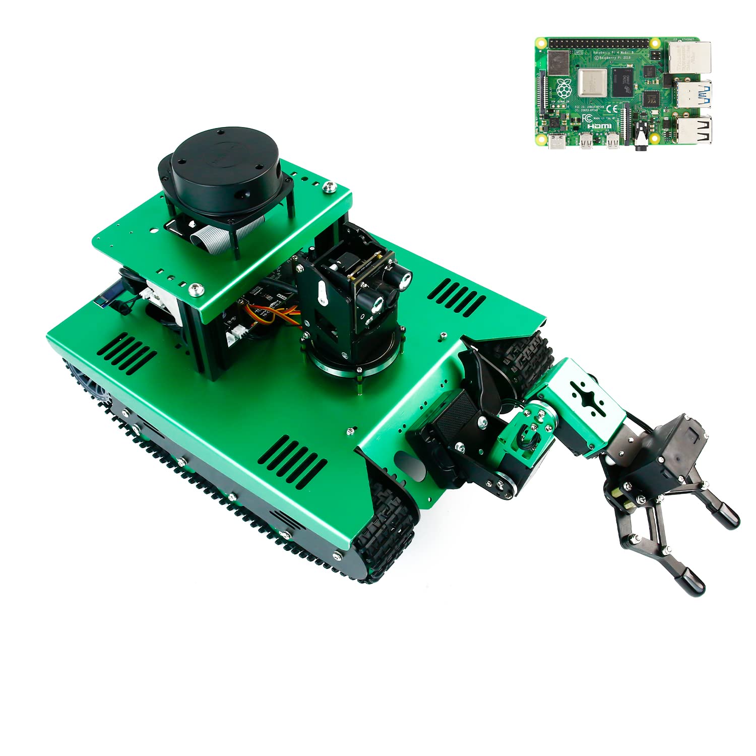 Raspberry Pi 4B AI Robot ROS Tank Kit Transbot با دوربین عمق حسی اسکنر سه بعدی ROS رباتیک رمزگذاری کیت الکترونیکی ناوبری نقشه برداری 2 بعدی سه بعدی برای بزرگسالان