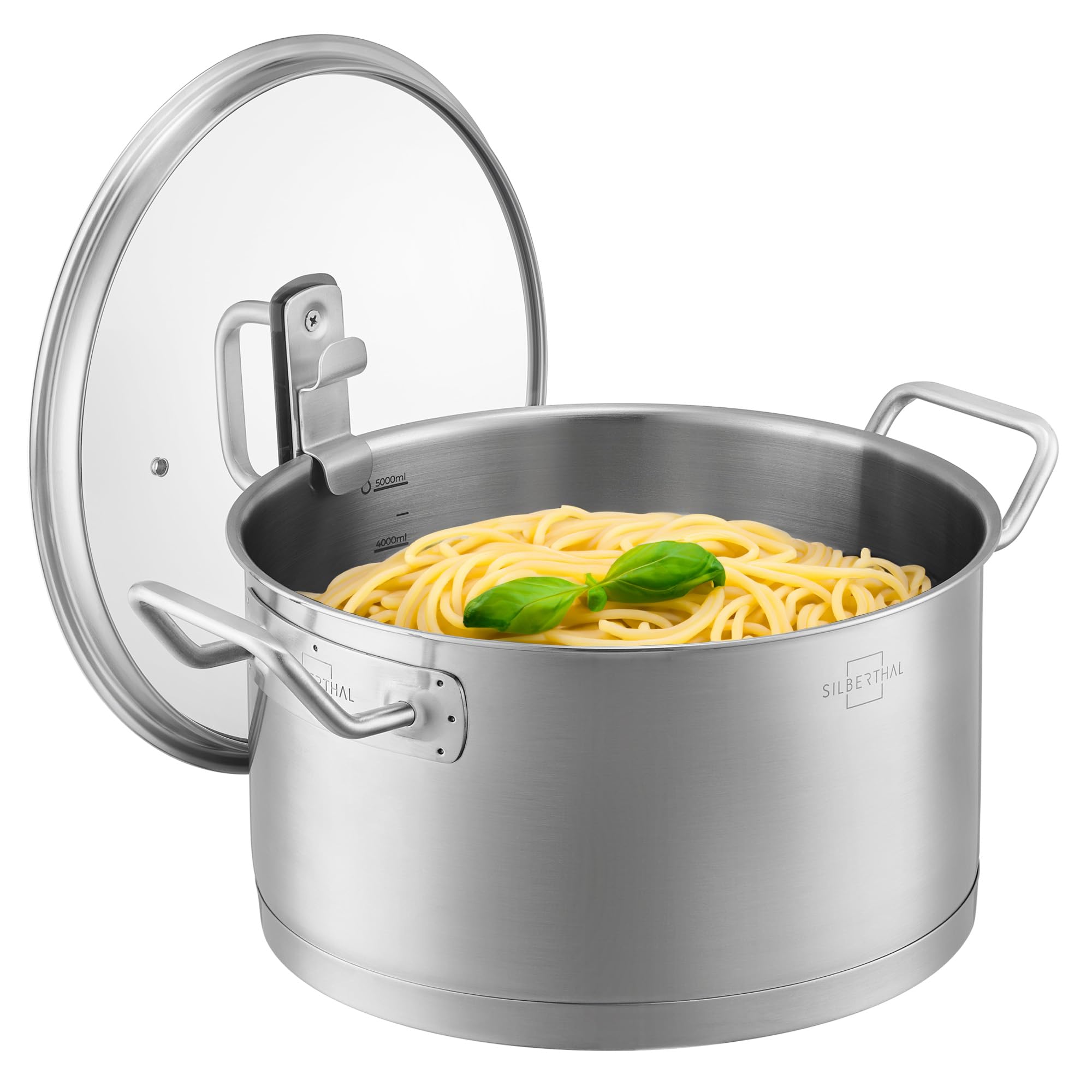 قابلمه القایی سیلبرتال آلمان 24 سانتی‌متر - استیل ضد زنگ - 5.8 لیتر - قابلمه با درب آویز - مناسب برای همه اجاق گازها - مناسب برای فر 24 سانتی‌متر / 5.8 لیتر