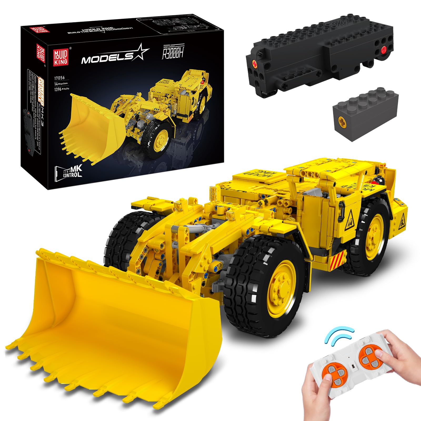 کیت ساخت و ساز لودر معدن با کنترل از راه دور Mold King 17056، MOC Excavator (1396+ قطعه) APP Technology Mining Loader ماشین آلات ساختمانی کیت بلوک های ساختمانی در هم تنیده کیت مدل نمایشگاهی