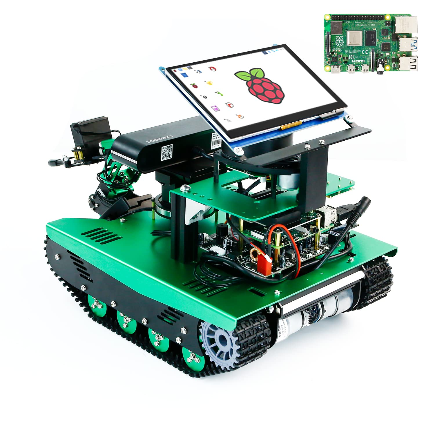 Raspberry Pi 4B AI Robot ROS Tank Kit Transbot با دوربین عمق حسی 3D اسکنر ROS Robotics کدگذاری 2 بعدی 3 بعدی نقشه ناوبری کیت الکترونیکی برای بزرگسالان