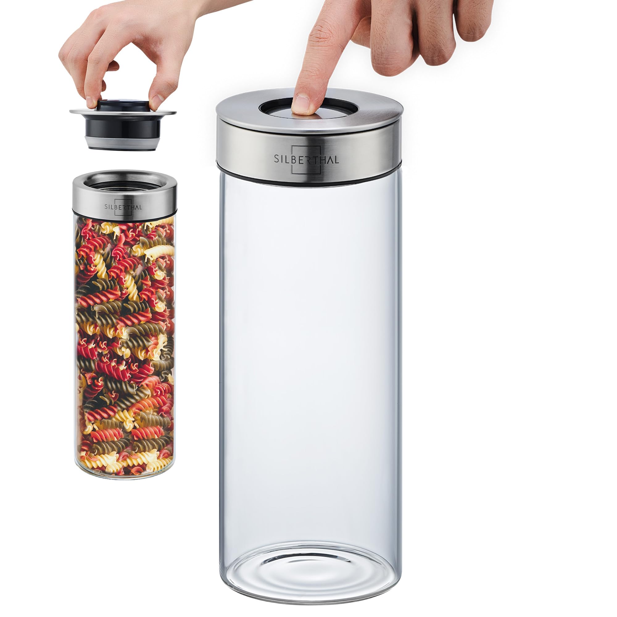 شیشه‌های نگهداری مواد غذایی سیلبرتال آلمان با درب ۱۵۰۰ میلی‌لیتر - شیشه‌های نگهداری ضد بید برای نگهداری در آشپزخانه دربسته و ضد نشت