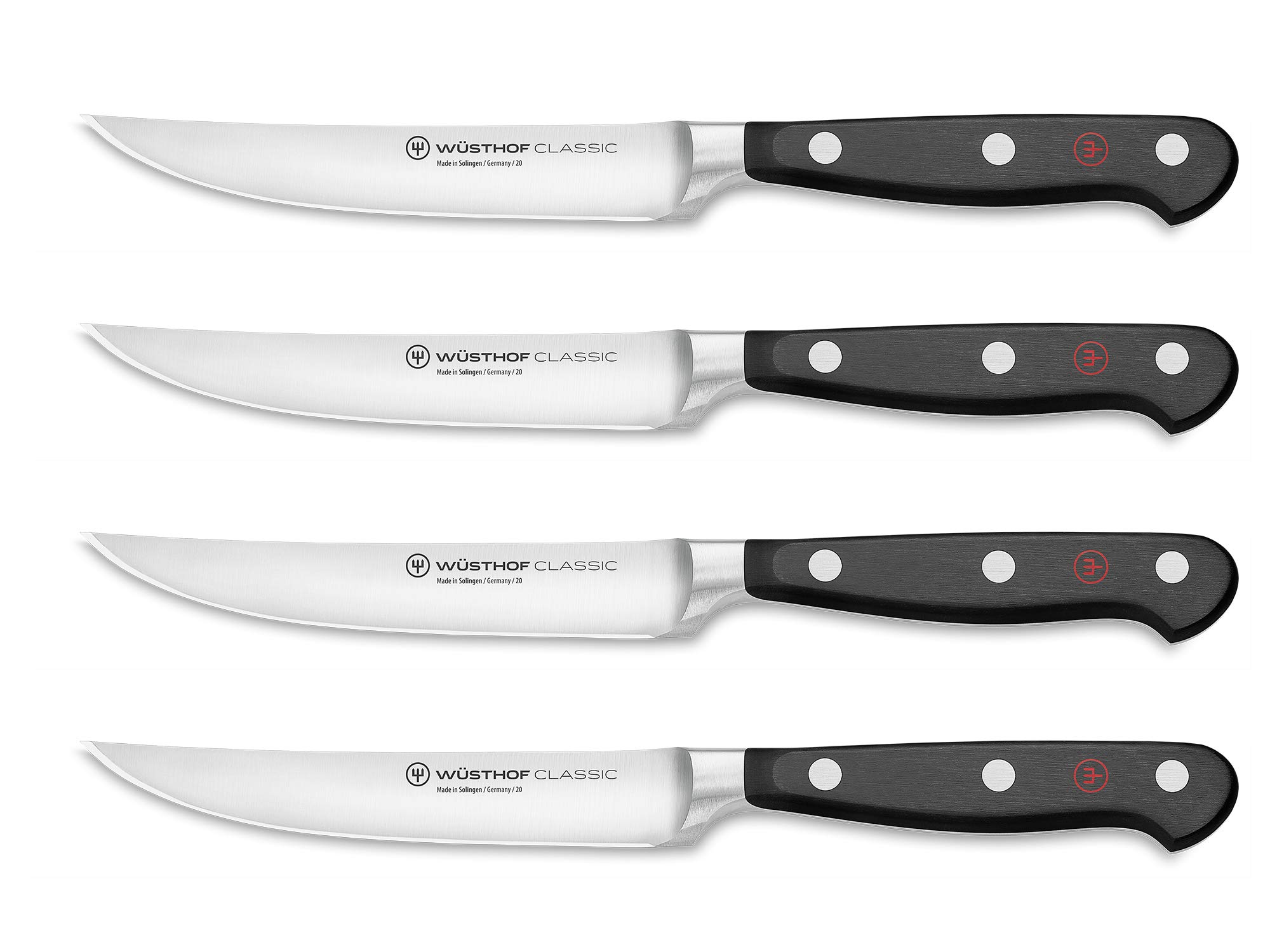 ست چاقو 4 پارچه استیک وستوف آلمان WÜSTHOF، کلاسیک (1120160401)، طول تیغه 12 سانتی‌متر، آهنگری شده، استیل ضد زنگ، چاقوهای گوشت بسیار تیز