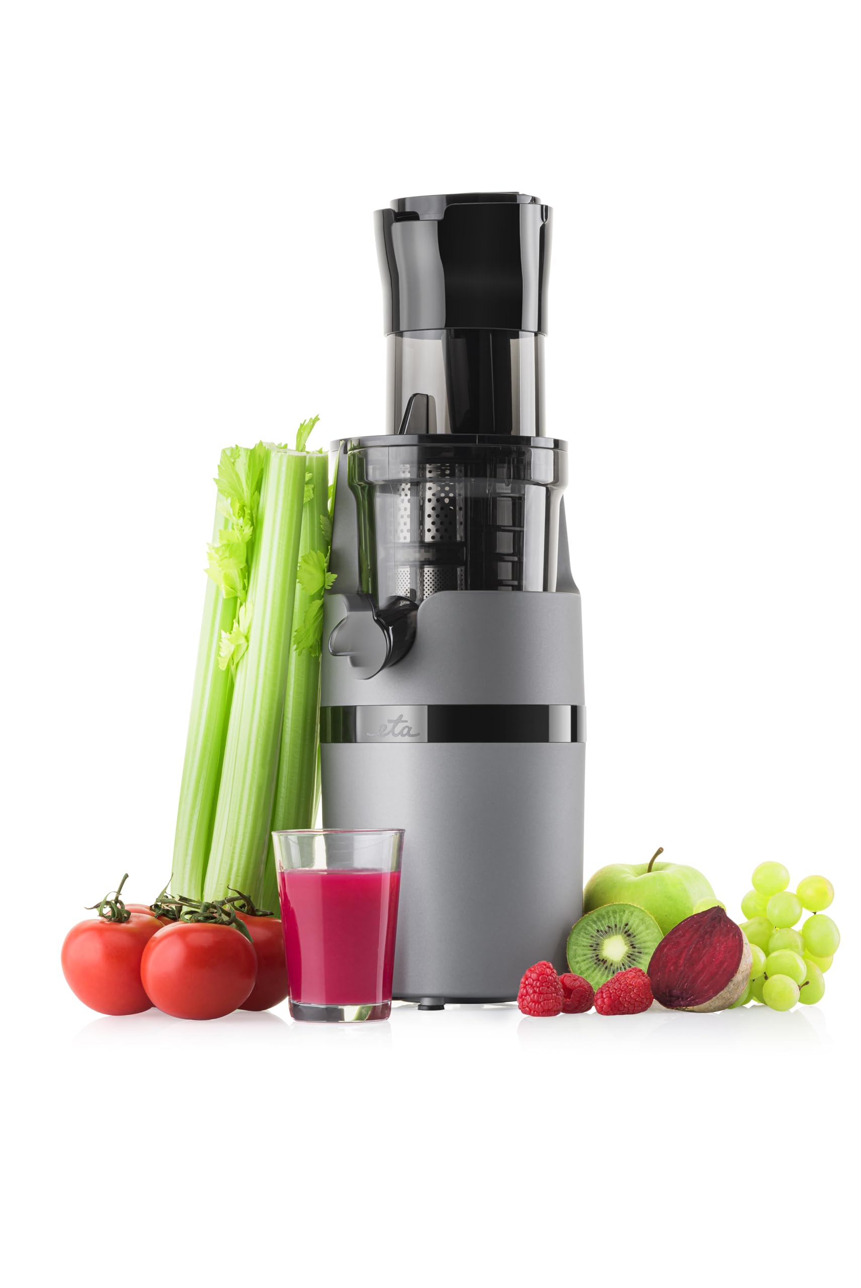 آبمیوه‌ گیری اِتا چکسلواکی ETA Vitalic آبمیوه‌گیر آهسته با دهانه 75 میلی‌متری، عملکرد معکوس و ضد چکه