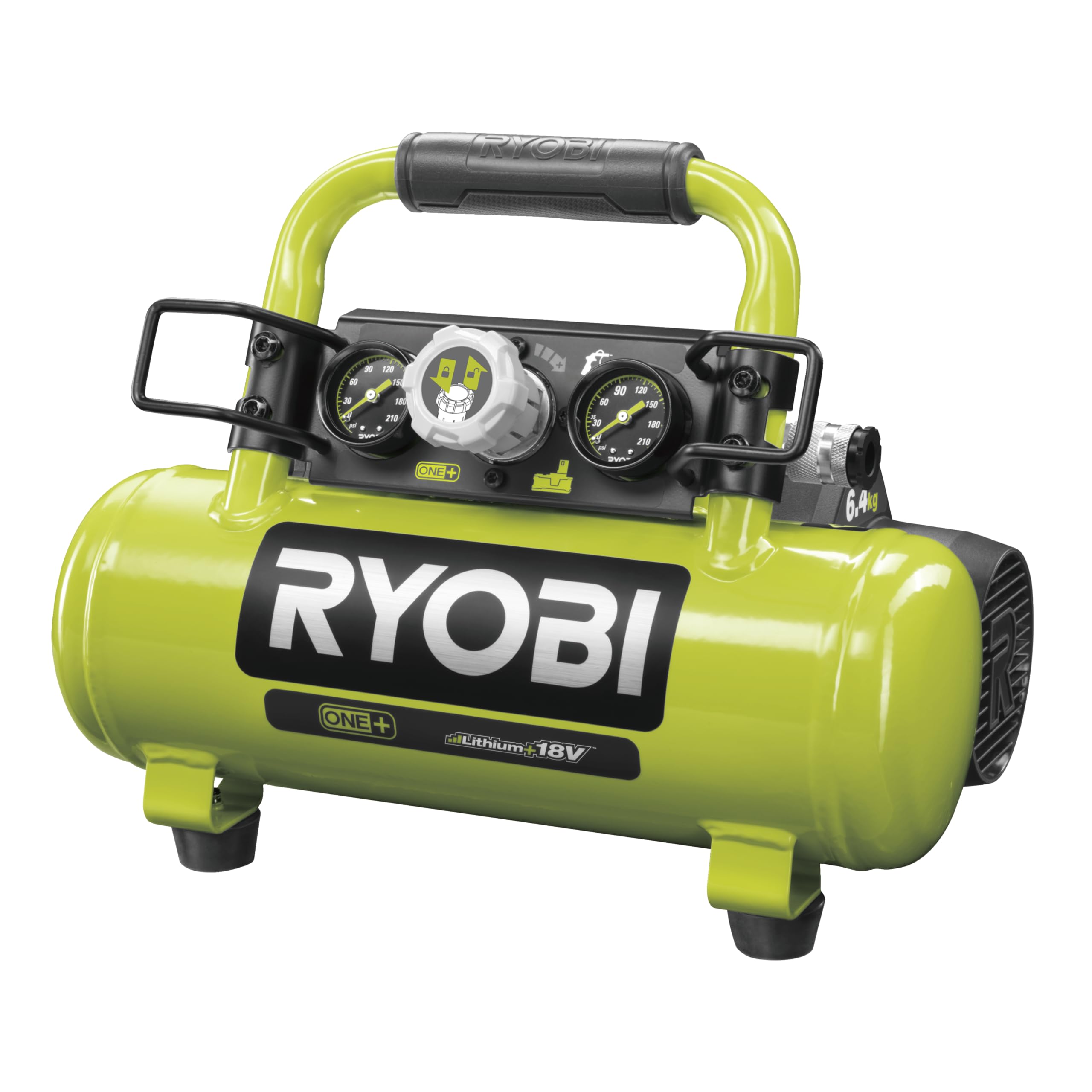 کمپرسور شارژی RYOBI 18 V ONE+ PRO R18AC-0 (حداکثر فشار 8.3 بار، ظرفیت مخزن 3.8 لیتر، ایده آل برای باد کردن لاستیک ها، بدون باتری و شارژر)