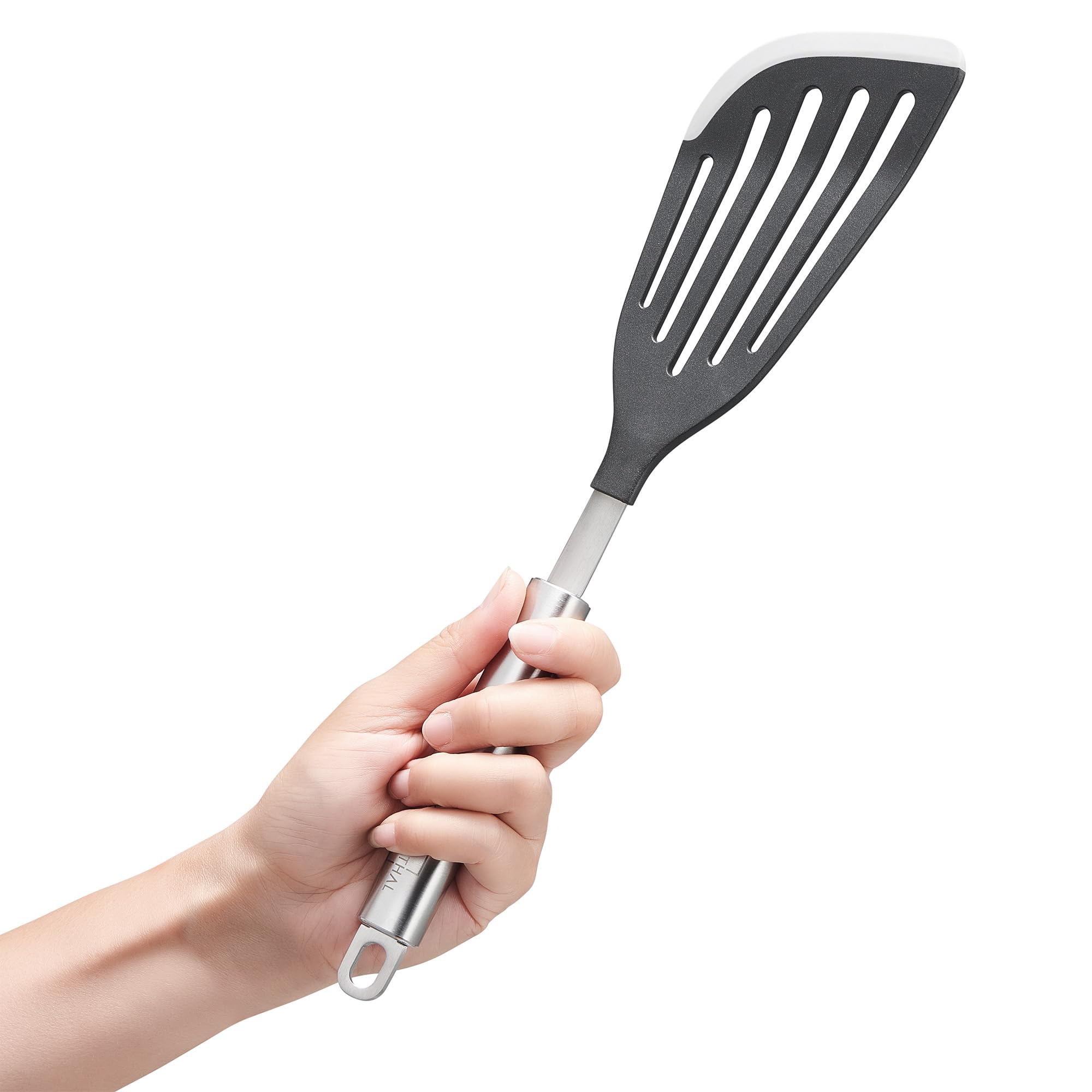 کفگیر ماهی سیلبرتال آلمان با سیلیکون - ایده‌آل برای ماهی، تخم‌مرغ سرخ‌شده و موارد دیگر - چرخاننده مقاوم در برابر حرارت - قابل شستشو در ماشین ظرفشویی