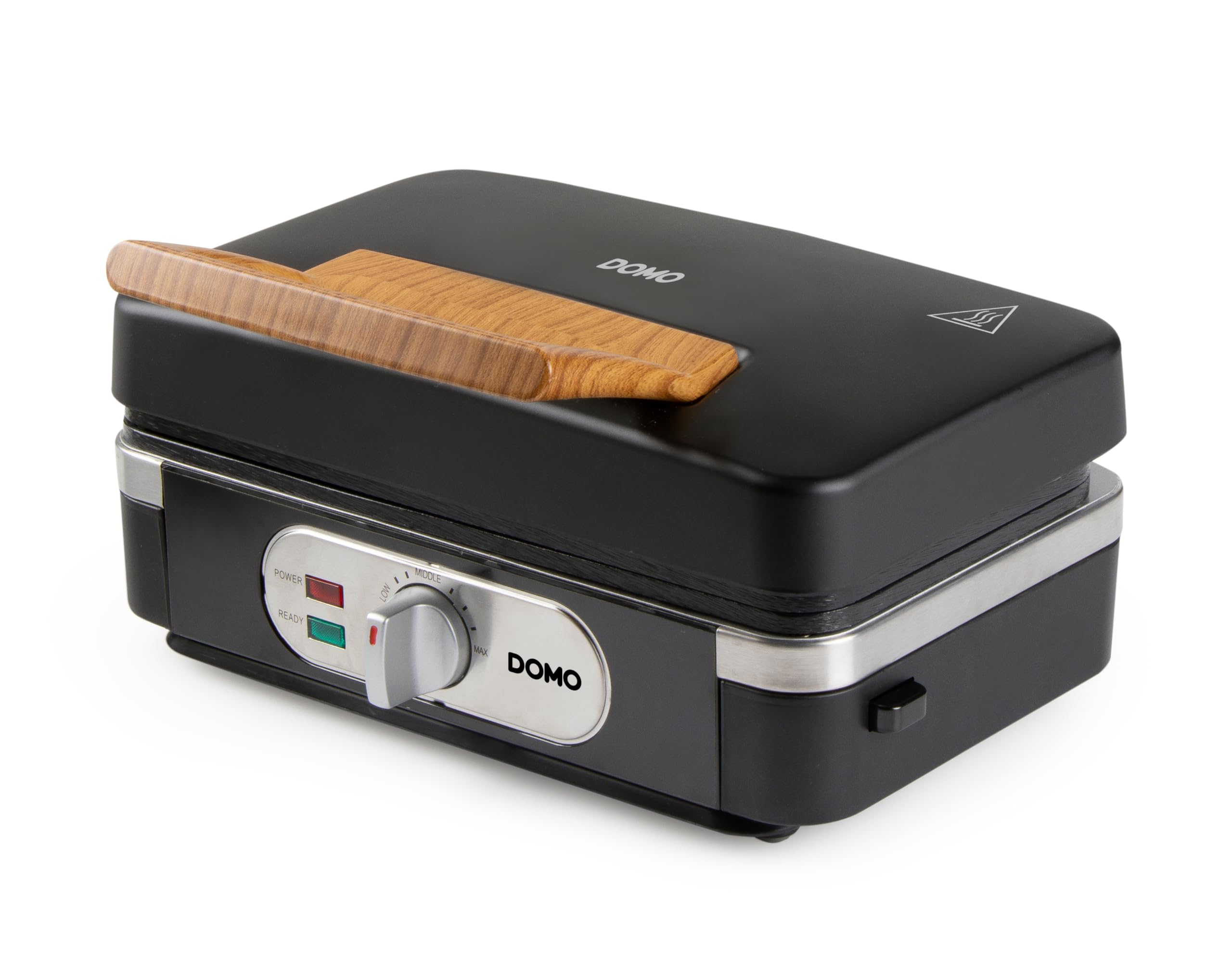 دستگاه چند منظوره 3 در 1 DOMO DO9278C - ساندویچ ساز - وافل ساز - گریل تماسی - 1100 وات - طراحی مشکی مات با دسته چوبی