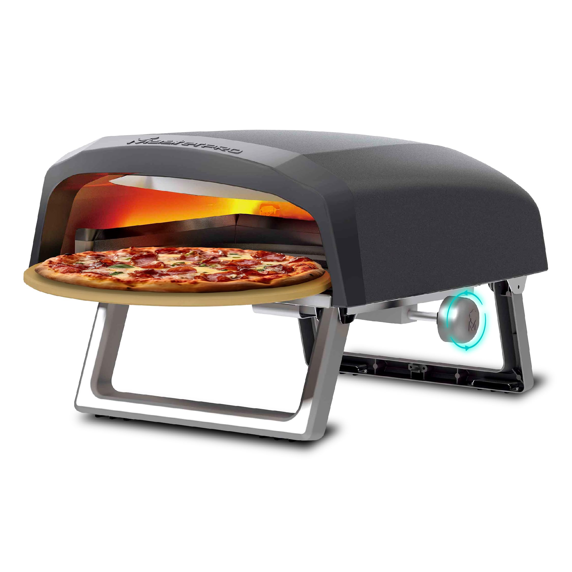 تنور پیتزا گردان گازی قابل حمل MasterPRO Napoli - پخت سریع و یکنواخت - قدرت تا 500 درجه سانتیگراد - پیتزا در 60 ثانیه آماده می شود - کیسه حمل و سینی سنگی همراه