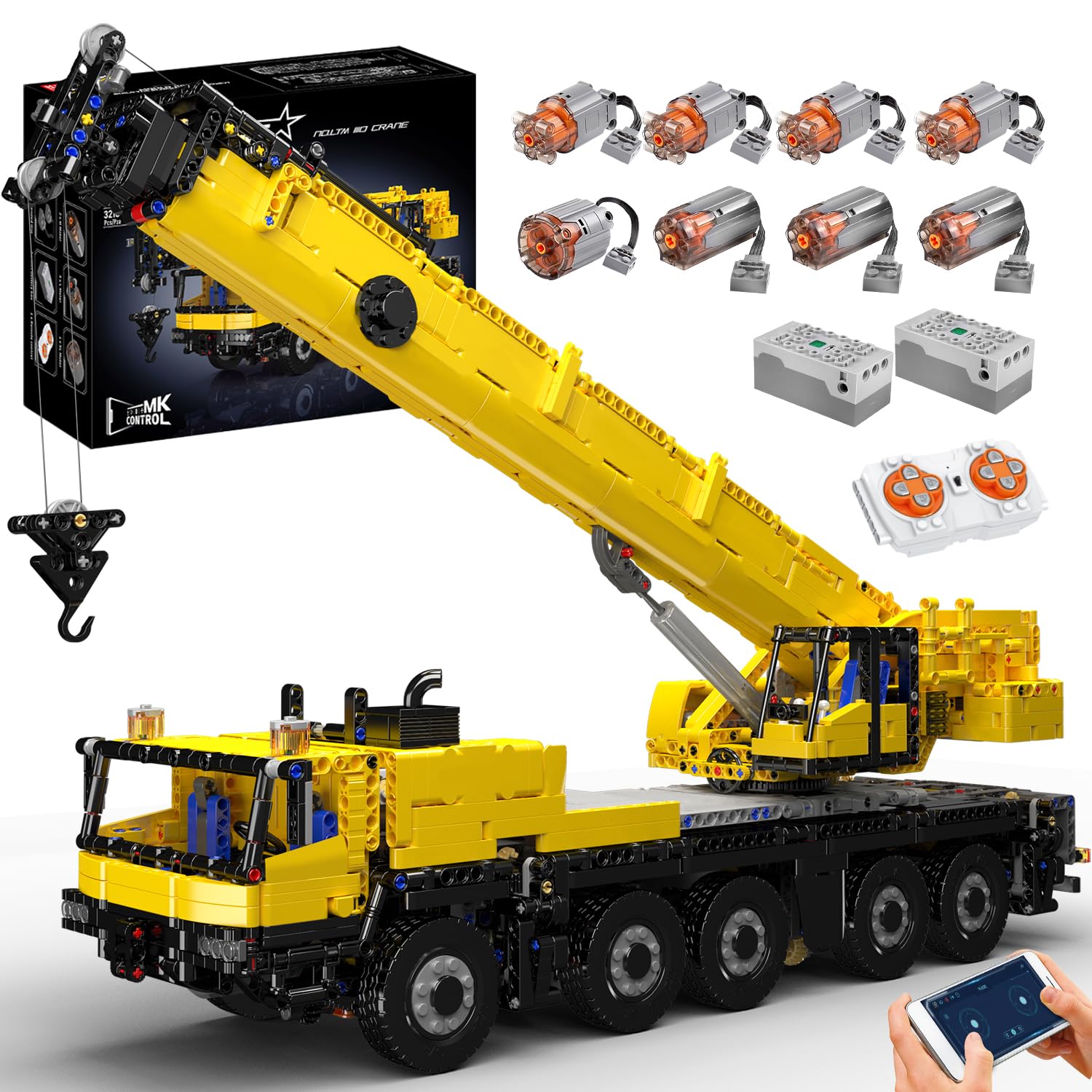 بلوک های ساختمانی جرثقیل یدک کش Mold King 17073 Technic، مدل بلوک های ساختمانی کامیون 3218 قطعه، کیت مونتاژ Wrecker کنترل از راه دور جرثقیل پنوماتیک برای بزرگسالان و نوجوانان