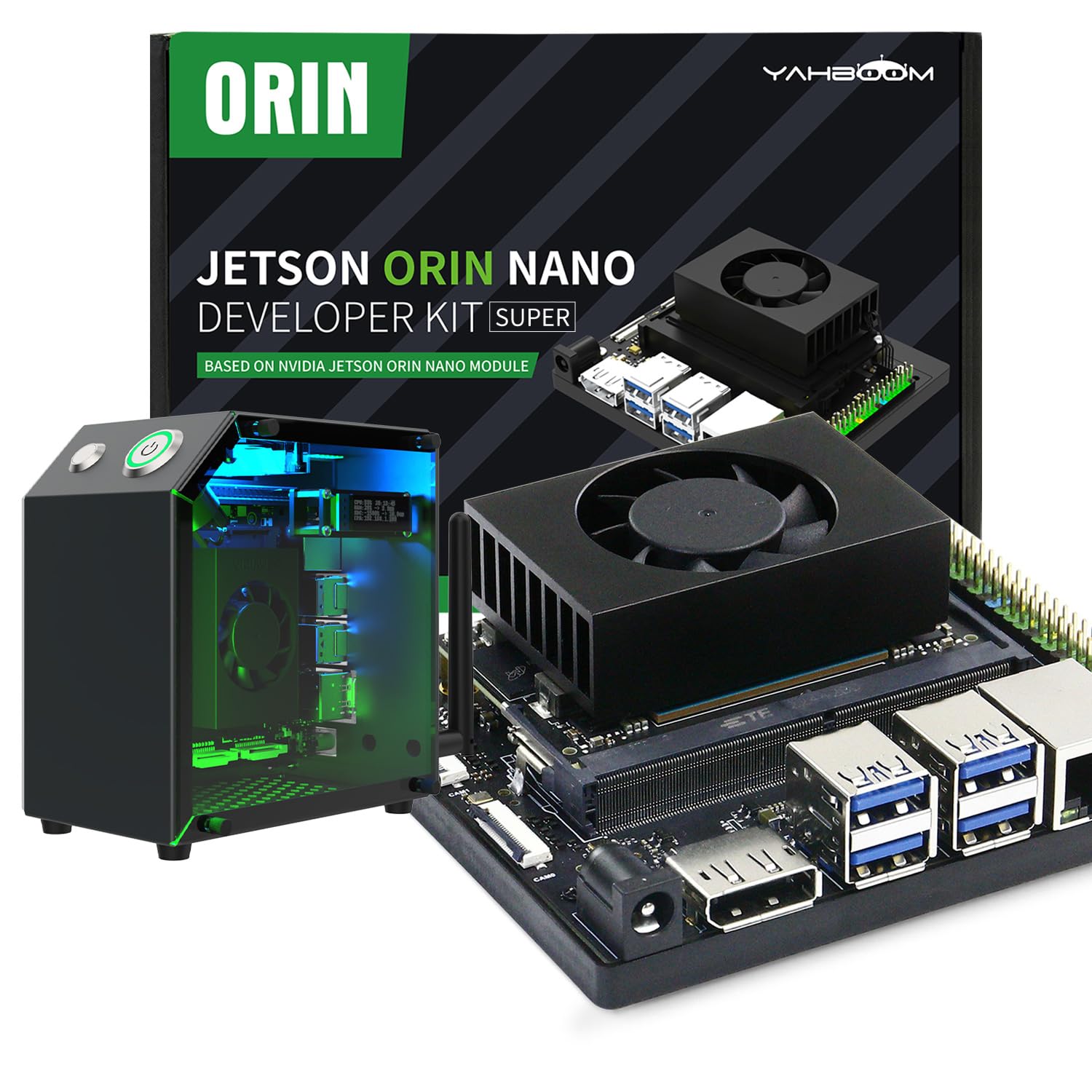 کیت بورد توسعه SUPER 4 گیگابایتی Jetson Orin Nano 34TOP، با قاب Jetson، خنک کننده RGB، دوربین میکروفون USB، Ubuntu22.04 (کیت مینی کامپیوتر 4 گیگابایتی Orin Nano)