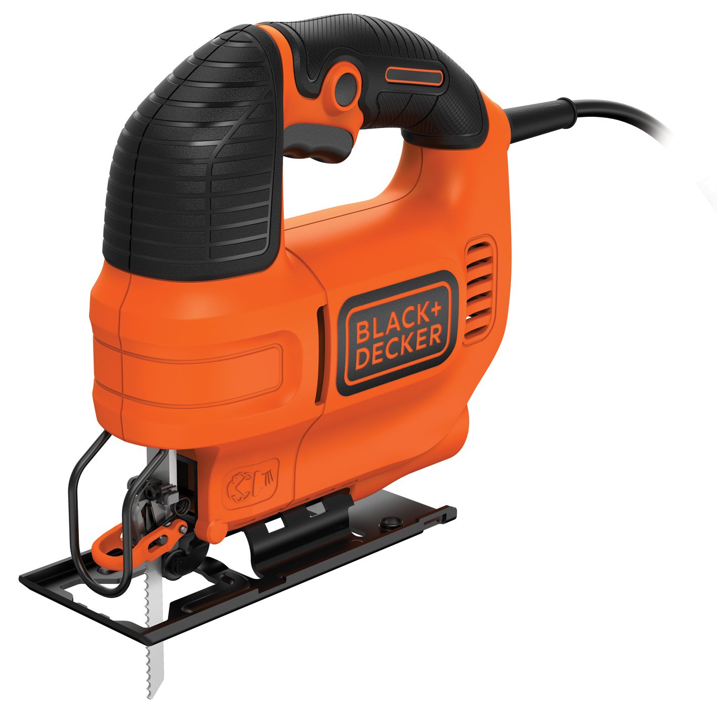اره منبت کاری اره مویی Black+Decker 520W KS701E (حداکثر عمق برش 70 میلی متر، با دستگیره نرم، کانال Sight-Line، نوار ایمنی، عملکرد دمنده اره یکپارچه، دسته های ارگونومیک، شامل تیغه اره چوب)
