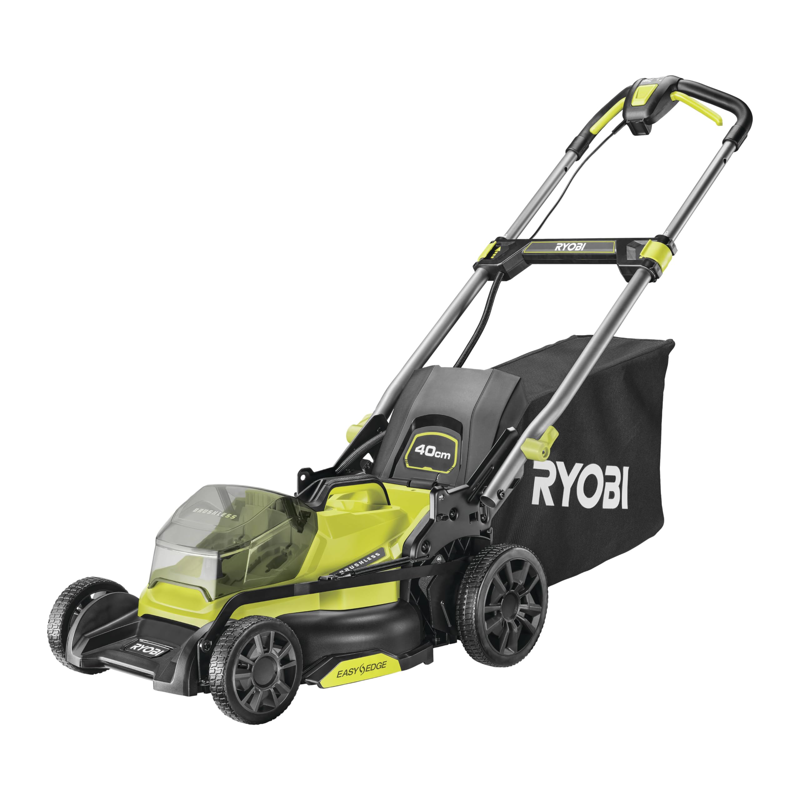 چمن زن شارژی ریوبی ژاپن RYOBI 18 V ONE+ براشلس RY18LMX40C-0، عرض برش 40 سانتی متر، تنظیم ارتفاع برش در 7 مرحله، بدون باتری و شارژر