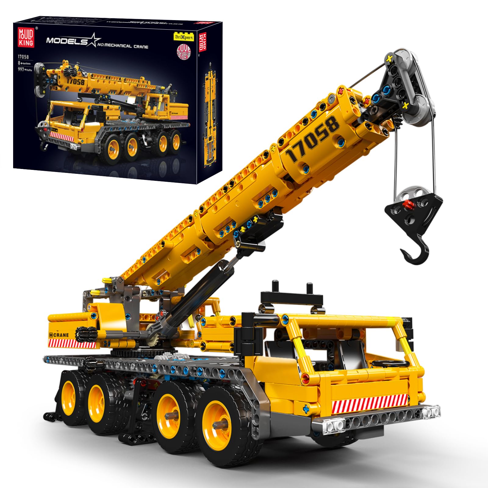 مدل بلوک های ساختمانی جرثقیل کامیون مدل King 17058 Technic، مجموعه ساخت جرثقیل مکانیکی نسخه ایستا، کیت ساخت جرثقیل کامیون بلوک های به هم پیوسته به عنوان اسباب بازی/هدیه (997 قطعه)