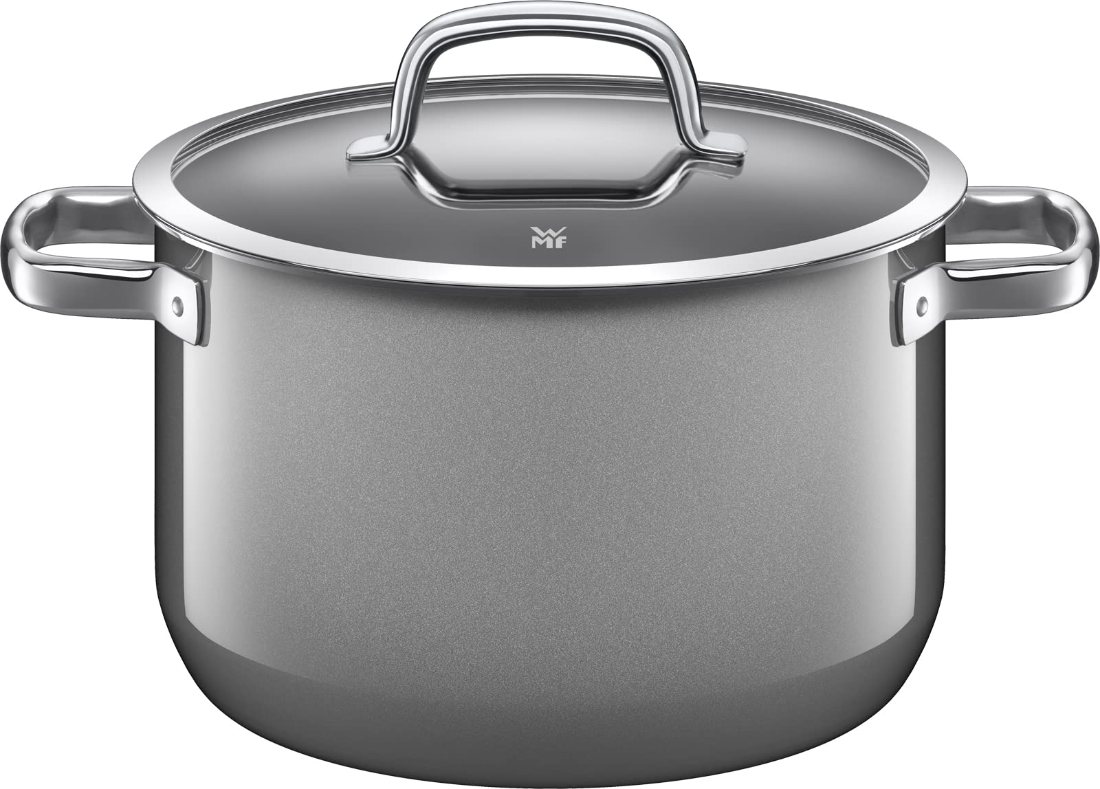 قابلمه بزرگ معدنی وی ام اف آلمان WMF Fusiontec سایز 24 سانتی‌متر، درب شیشه‌ای، قابلمه القایی 6.4 لیتری، سرامیک پیشرفته، ضد خش، خاکستری 24 سانتی‌متر