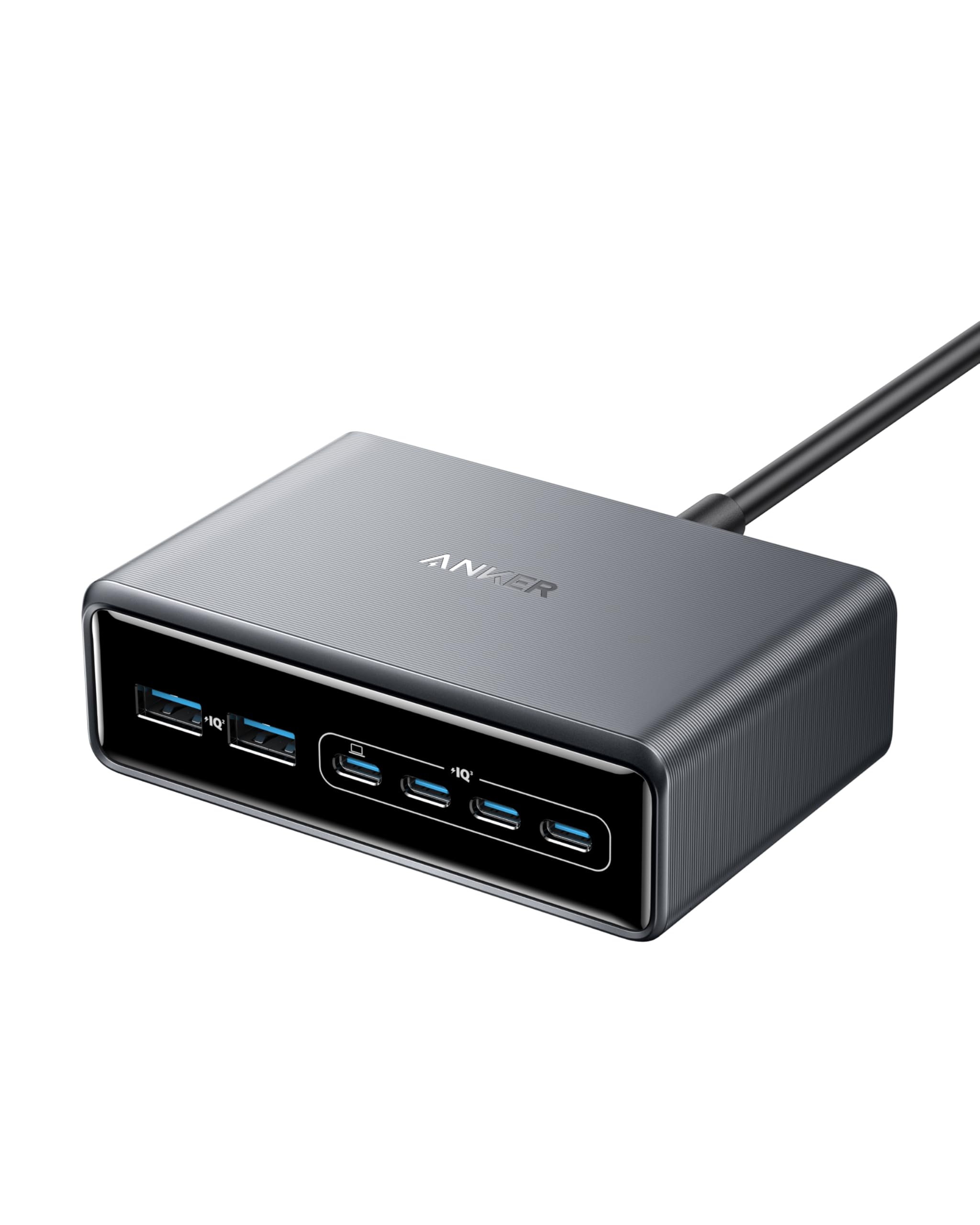 شارژر Anker Prime، شارژر 200 واتی GaN با 6 پورت، شارژر رومیزی USB-C PD با قابلیت شارژ سریع، سازگار با آیفون‌های سری 17/16/15، سامسونگ، مک‌بوک، دل و موارد دیگر