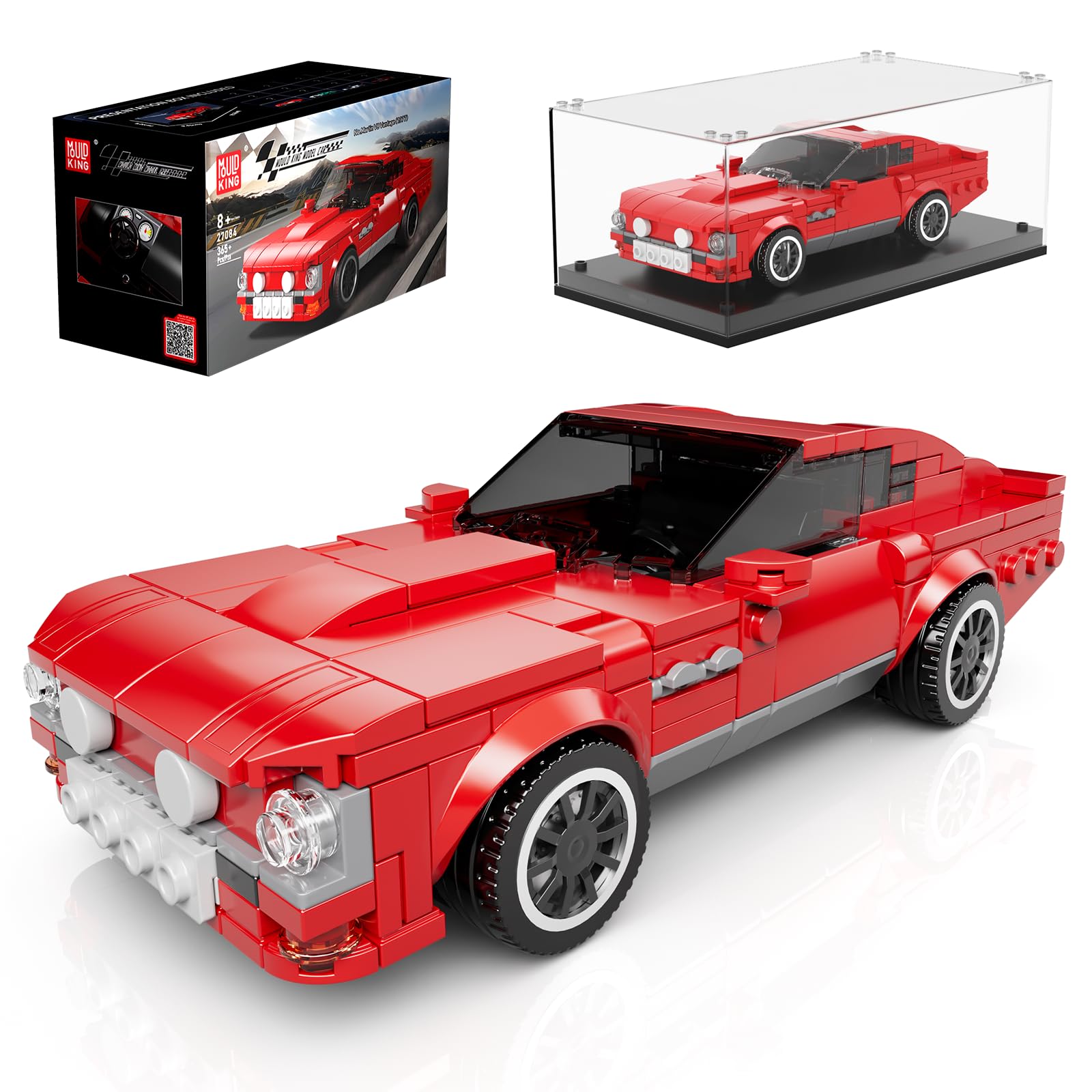 Mold King 27084 Technic Speed Champion Racing Car Building Blocks 1977 V8 Car Building Blocks اسپرت ساخت ماشین اسباب بازی با صفحه نمایش اکریلیک مدل ماشین ها برای جمع آوری (365 قطعه)