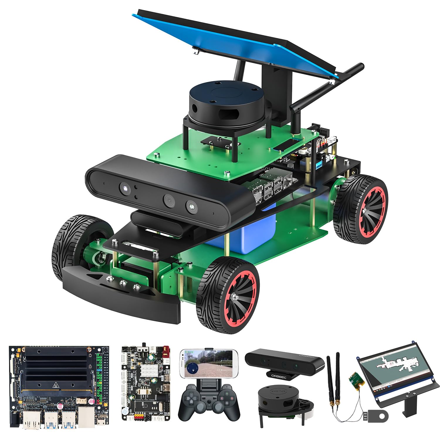 کیت ماشین رباتیک هوشمند Yahboom Jetson Orin Nano Raspberry Pi AI ROS2 مکالمه تشخیص صدای بزرگسالان، خلبان خودکار، تشخیص هوش مصنوعی (R2 Sup Ver with Nano)