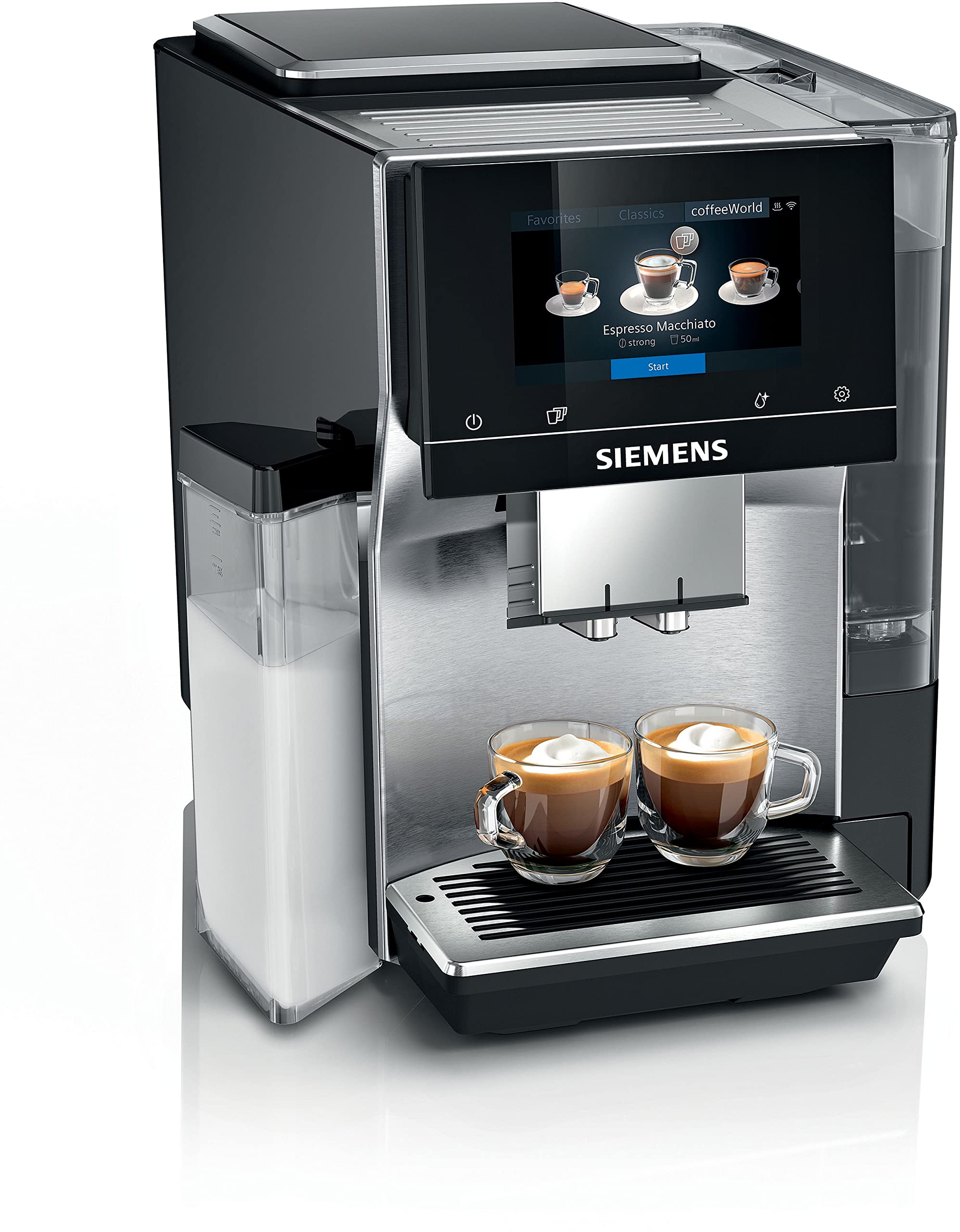 دستگاه قهوه ساز اتوماتیک زیمنس EQ. 700، صفحه نمایش iSelect، coffeeWorld، ظرف شیر یکپارچه، Home Connect، مشکی/استیل ضد زنگ، TQ707R03 Integral EQ700 مشکی/استیل ضد زنگ