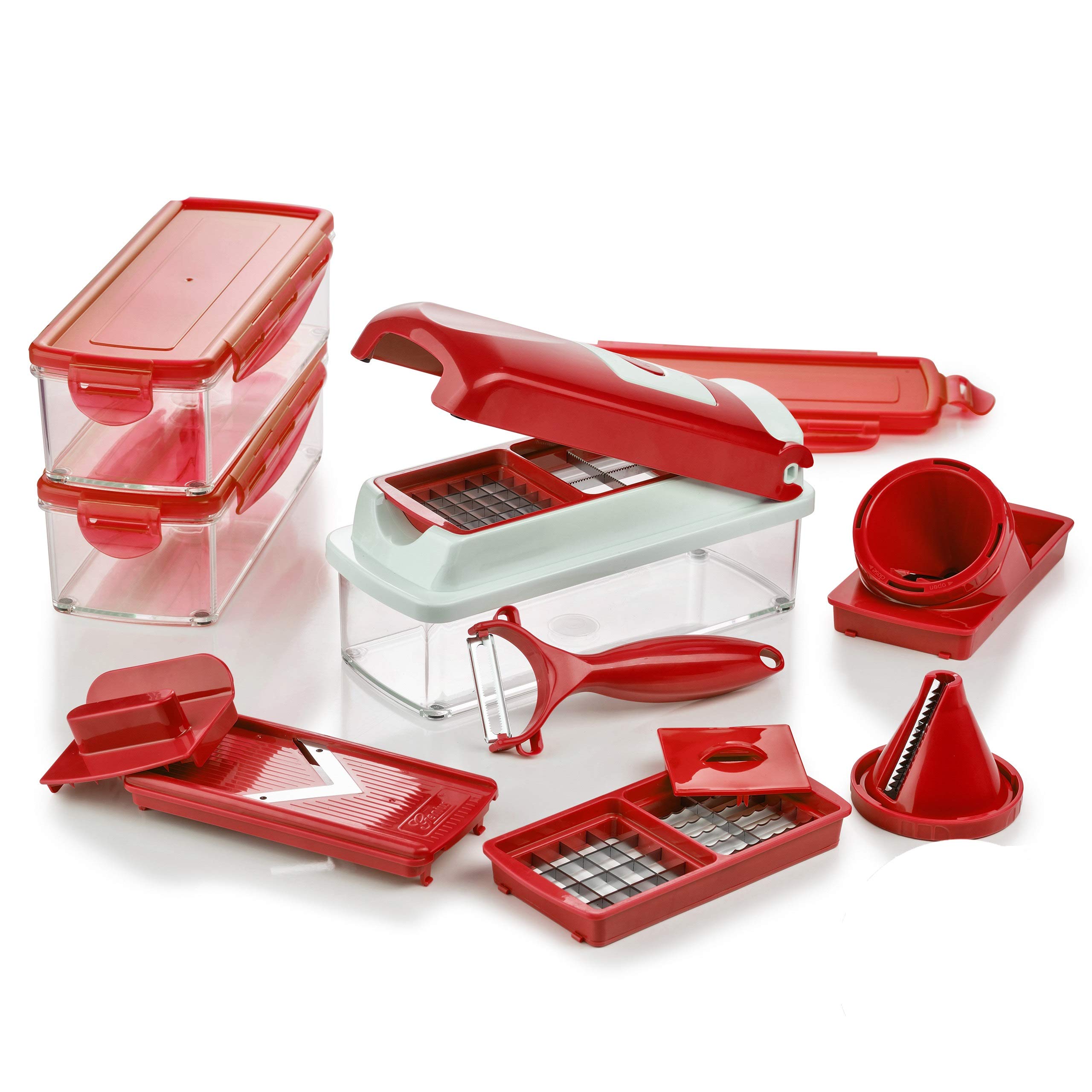 Genius Nicer Dicer Smart Julietti | 16 عدد | سبزی خرد کن | برش مارپیچ | کاتر جولین | برش / برش / برش / لایه برداری / ژولین | ماندولین | خردکن | جدید