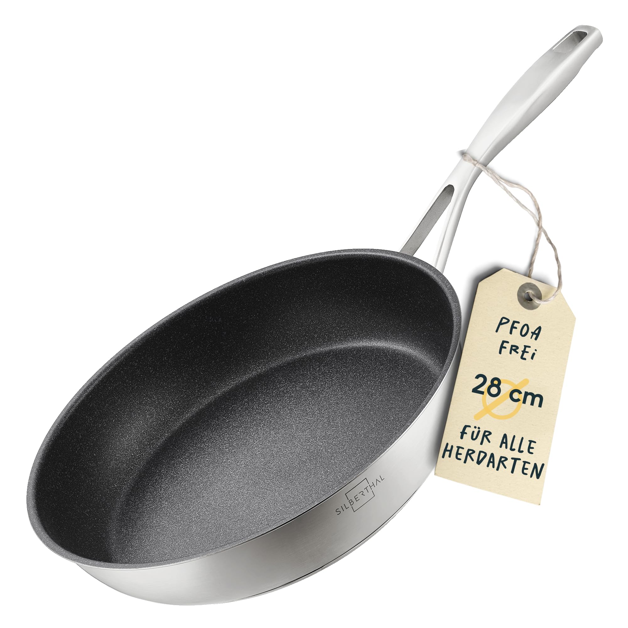 ماهیتابه القایی سیلبرتال آلمان 28 سانتی‌متر - ماهیتابه روکش‌دار - استیل ضد زنگ - مناسب برای انواع اجاق گاز و مناسب برای فر، روکش‌دار 28 سانتی‌متر