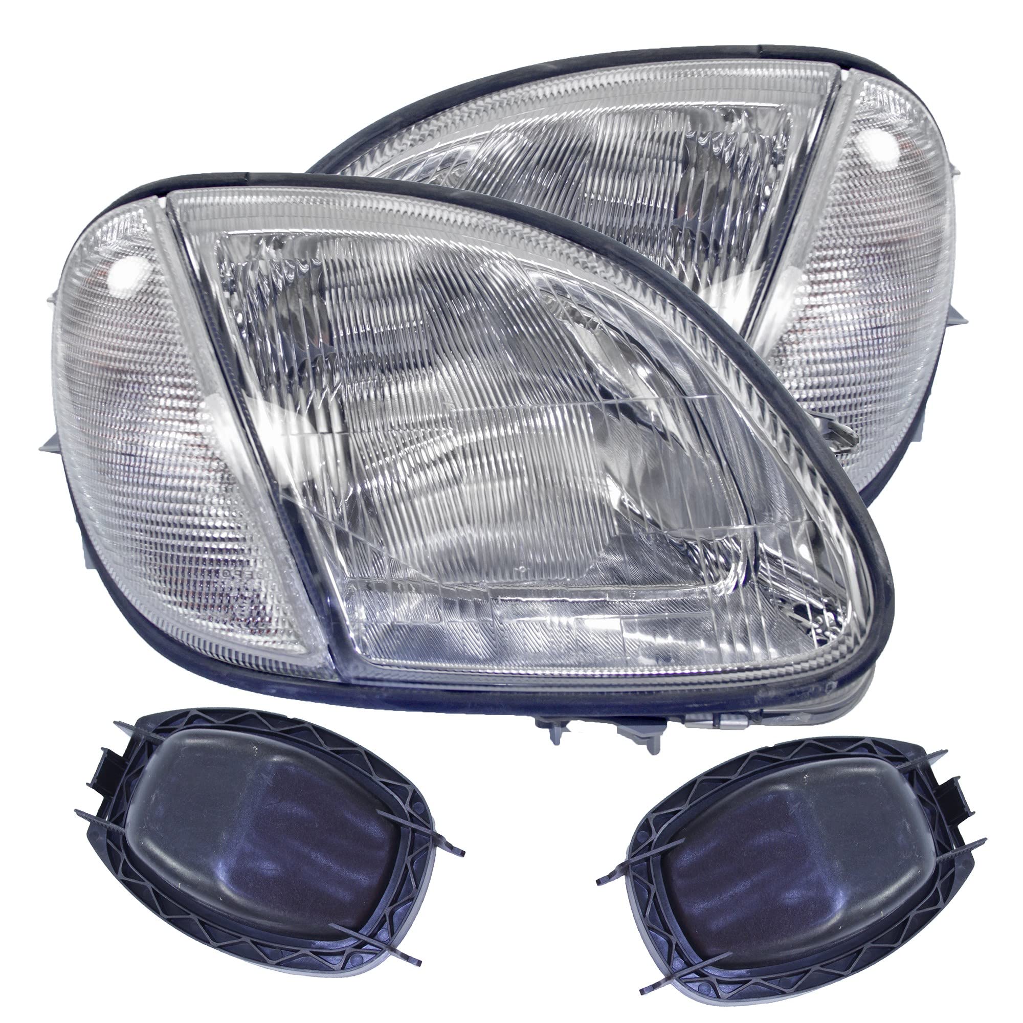 BESTPRICE دو چراغ اصلی جلو چپ + راست H7، سازگار با MERCEDES-BENZ SLK (R170)