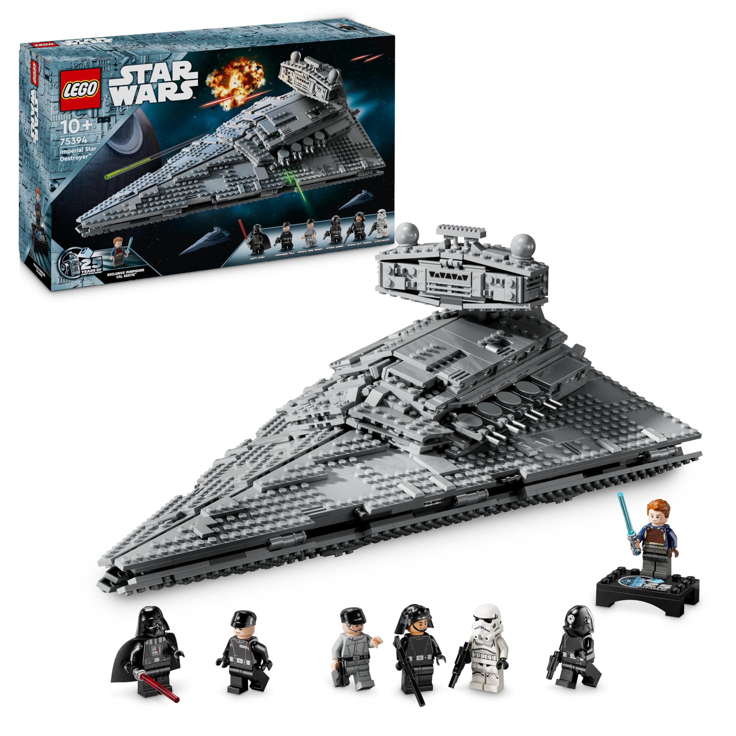 LEGO Star Wars Imperial Star Destroyer، مجموعه کشتی های ستاره ای، اسباب بازی ساختمانی، ست بازی با دارث ویدر و کال کسیس، هدیه تولد برای پسران، دختران و طرفداران 75394