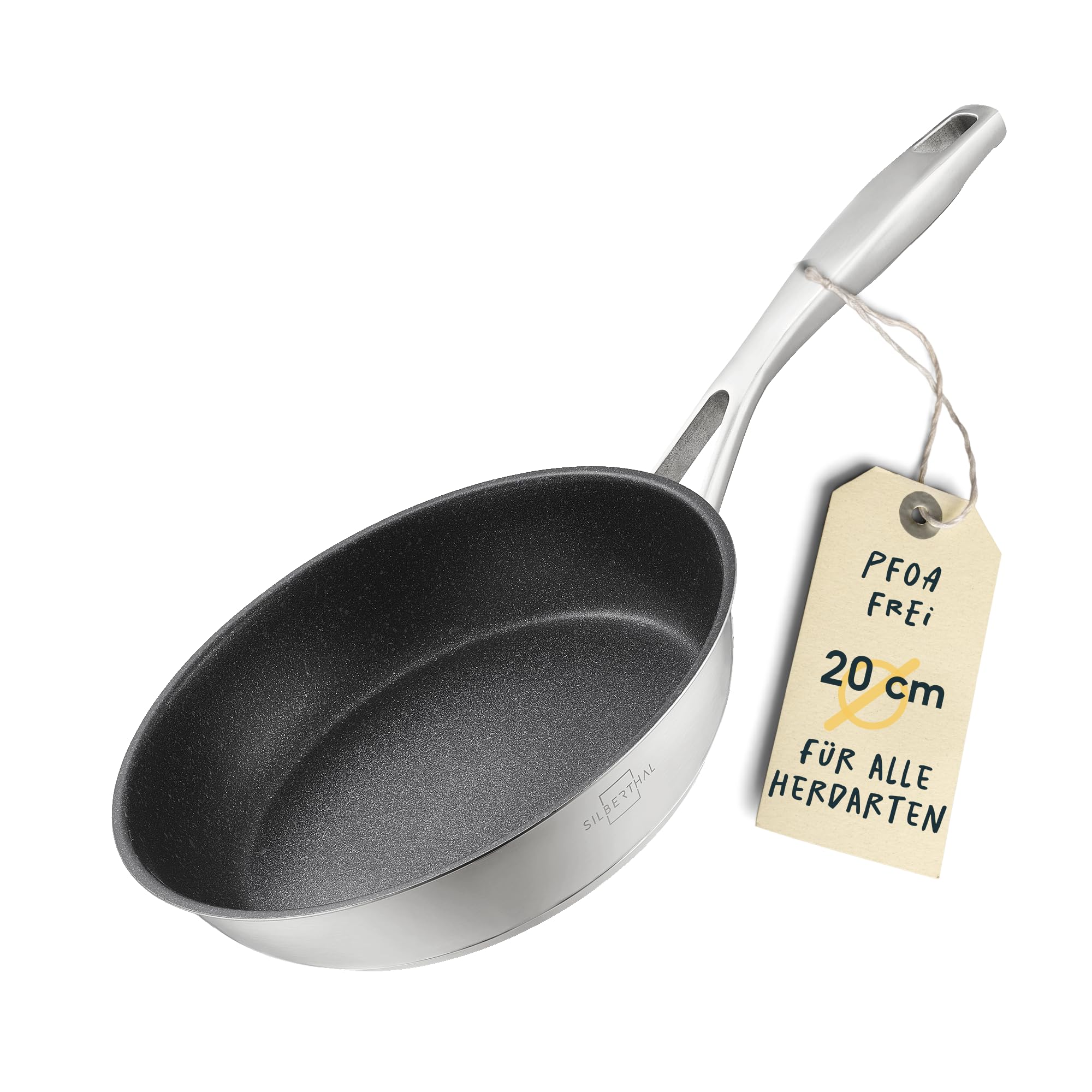 ماهیتابه القایی سیلبرتال آلمان 20 سانتی‌متر - ماهیتابه روکش‌دار - استیل ضد زنگ - مناسب برای انواع اجاق گاز و مناسب برای فر، روکش‌دار 20 سانتی‌متر