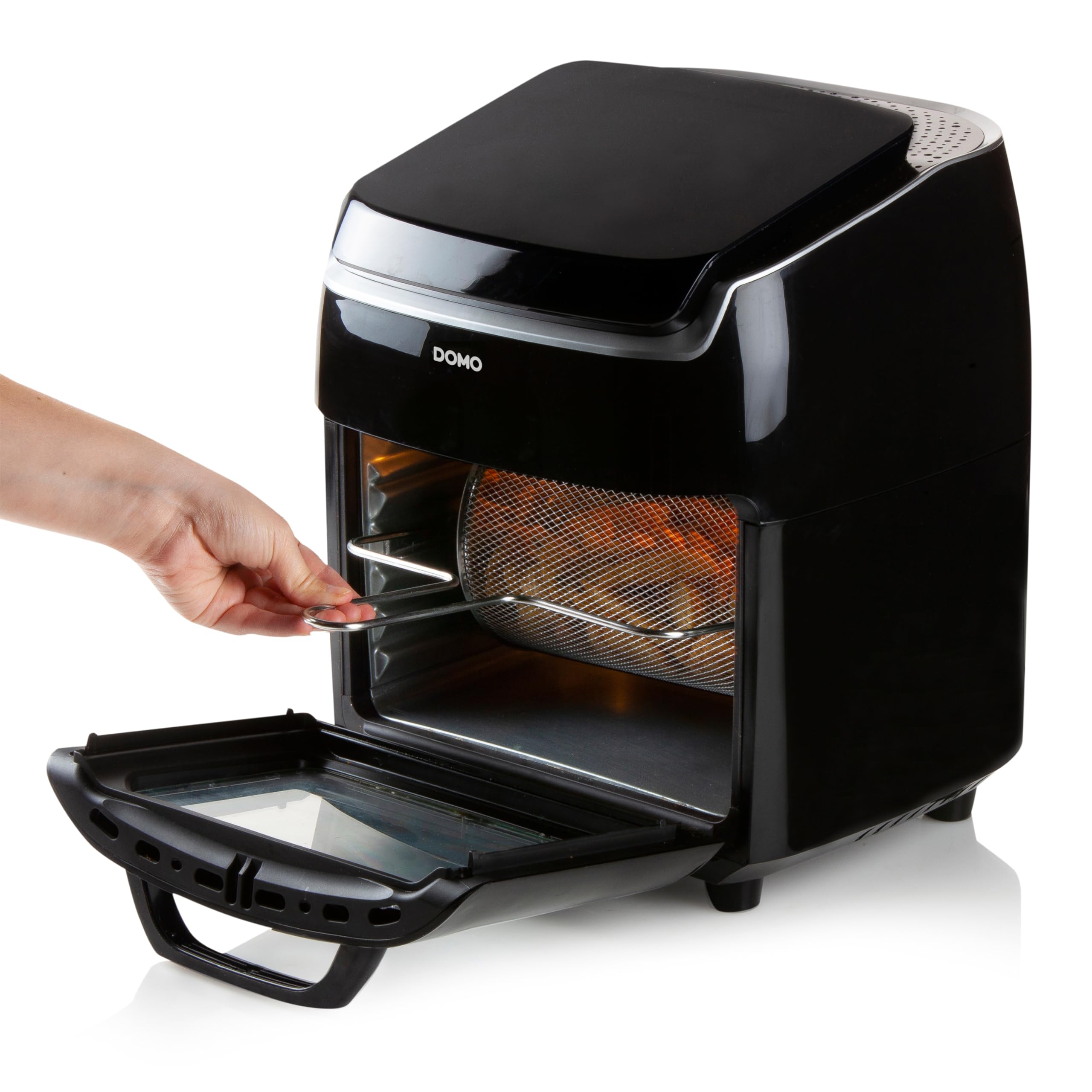 سرخ کن هوای گرم DOMO DO534FR - سرخ کن 3 کاره - فر، عملکرد چرخشی و خشک کن - 8 برنامه خودکار - 10 لیتر - 1800 وات - مشکی