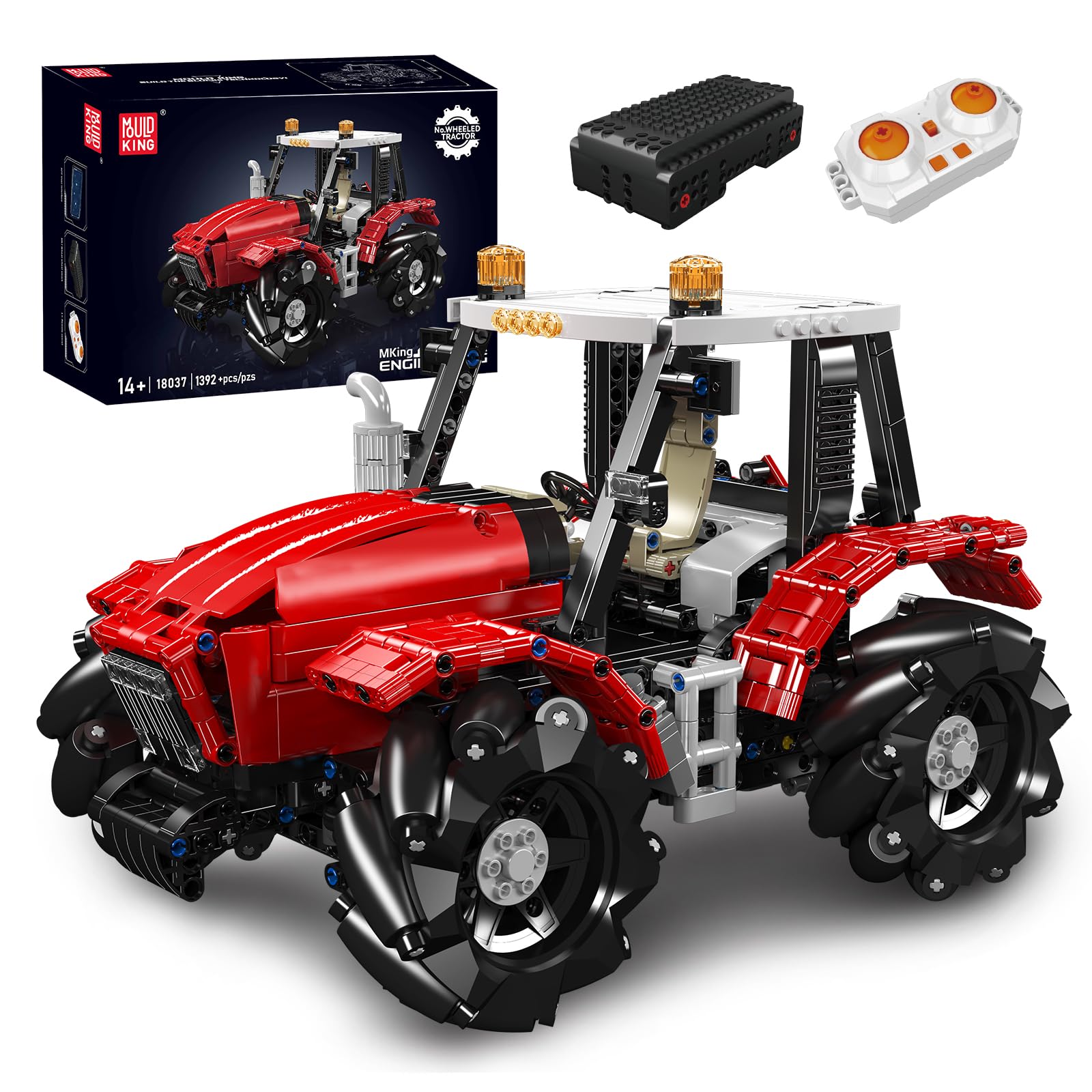 Mold King 18037 Technic Remote Controlled Agricultural Vehicle MOC Heavy Duty Construction Vehicle (1392+ Pieces) APP Mecanum Agricultural Vehicle Building Vehicle Building Vehicle برای پسران 8+ سال