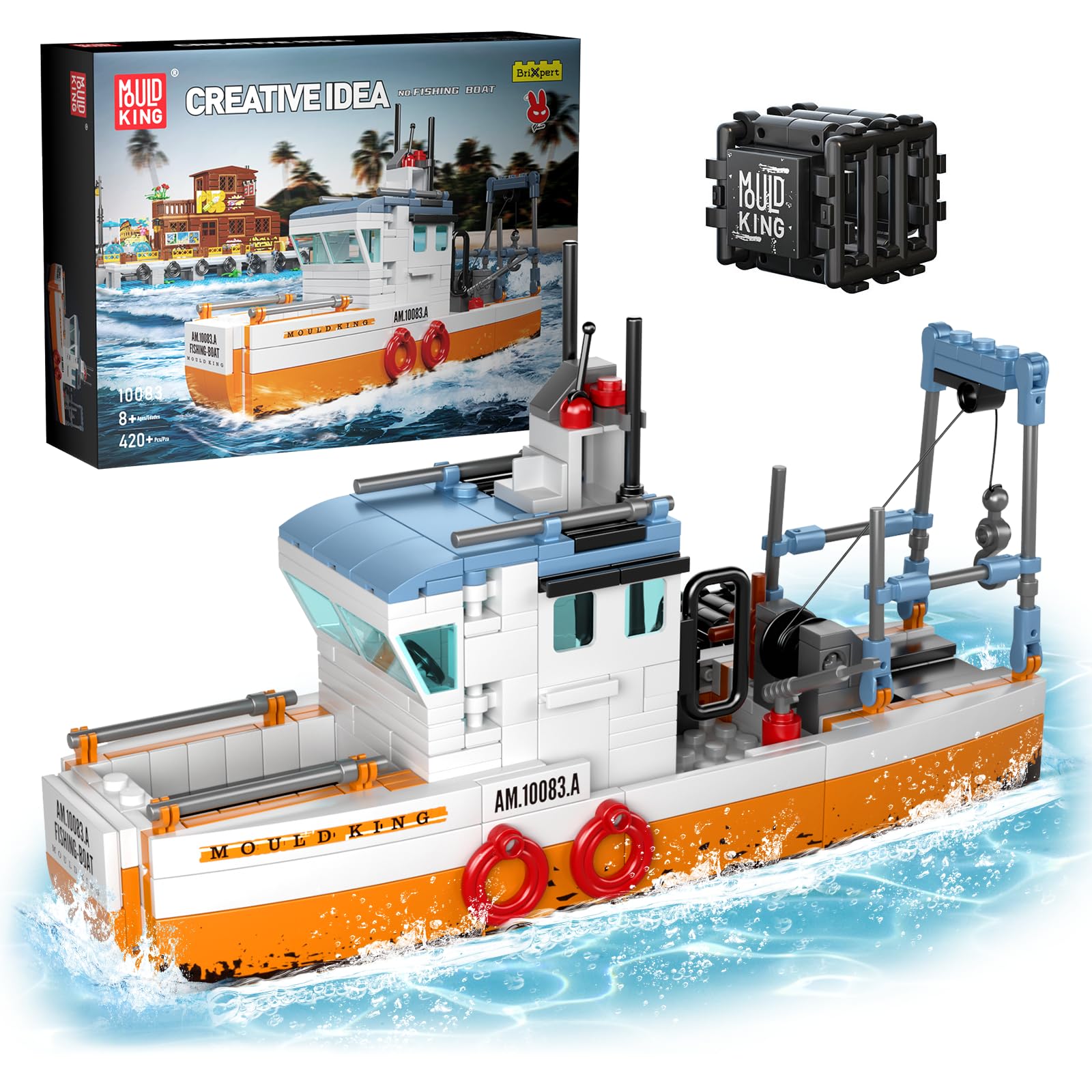 بلوک های ساختمانی قایق ماهیگیری قالب کینگ 10083 بلوک های ساختمانی کشتی اسباب بازی کشتی قایقرانی کیت کشتی مدل قایق با ابزار ماهیگیری سازگار با سایر برندها (420 عدد)