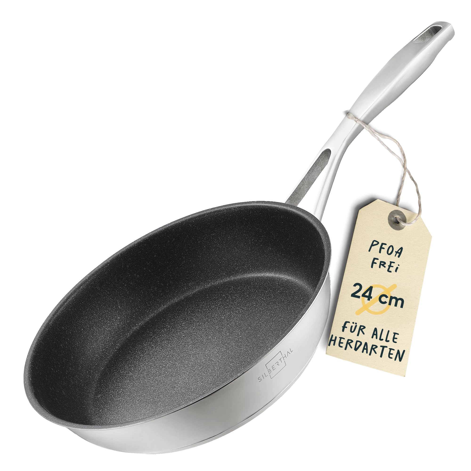 ماهیتابه القایی سیلبرتال آلمان 24 سانتی‌متر - ماهیتابه روکش‌دار - استیل ضد زنگ - مناسب برای انواع اجاق گاز و مناسب برای فر، روکش‌دار 24 سانتی‌متر