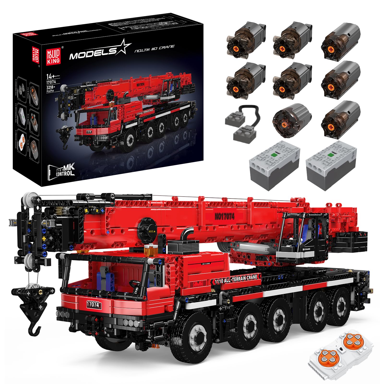 بلوک های ساختمانی جرثقیل کنترل از راه دور MOC Technic MOC Technic Toy RC Truck Crene Construction Vehicle Crene فناوری بلوک های در هم تنیده با کنترل از راه دور و 8 موتور (3218 قطعه)